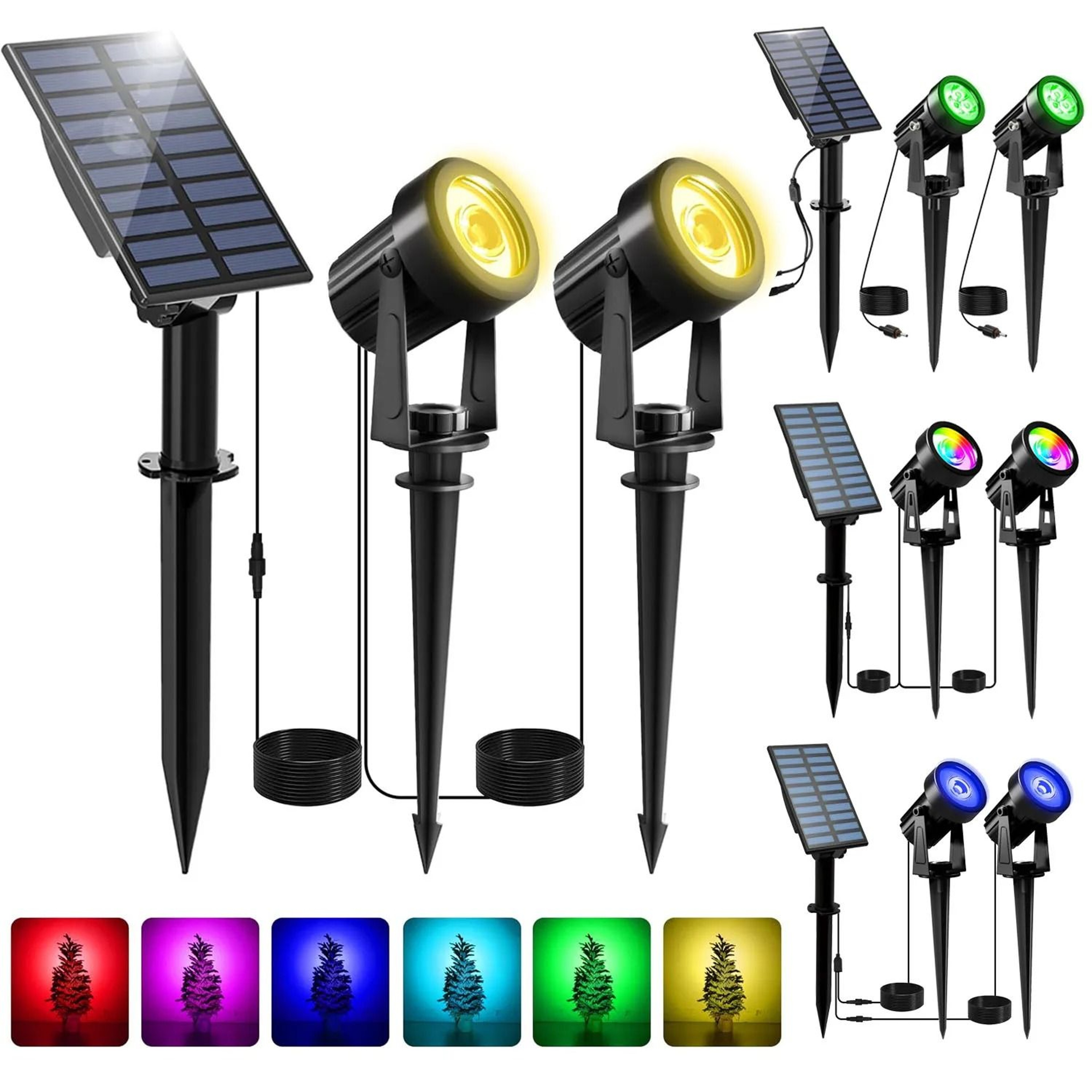 3000K Warm  6000K Cool White Outdoor Solar LED Spotlights IP65 Landscape Wall  Lawn Lights 0