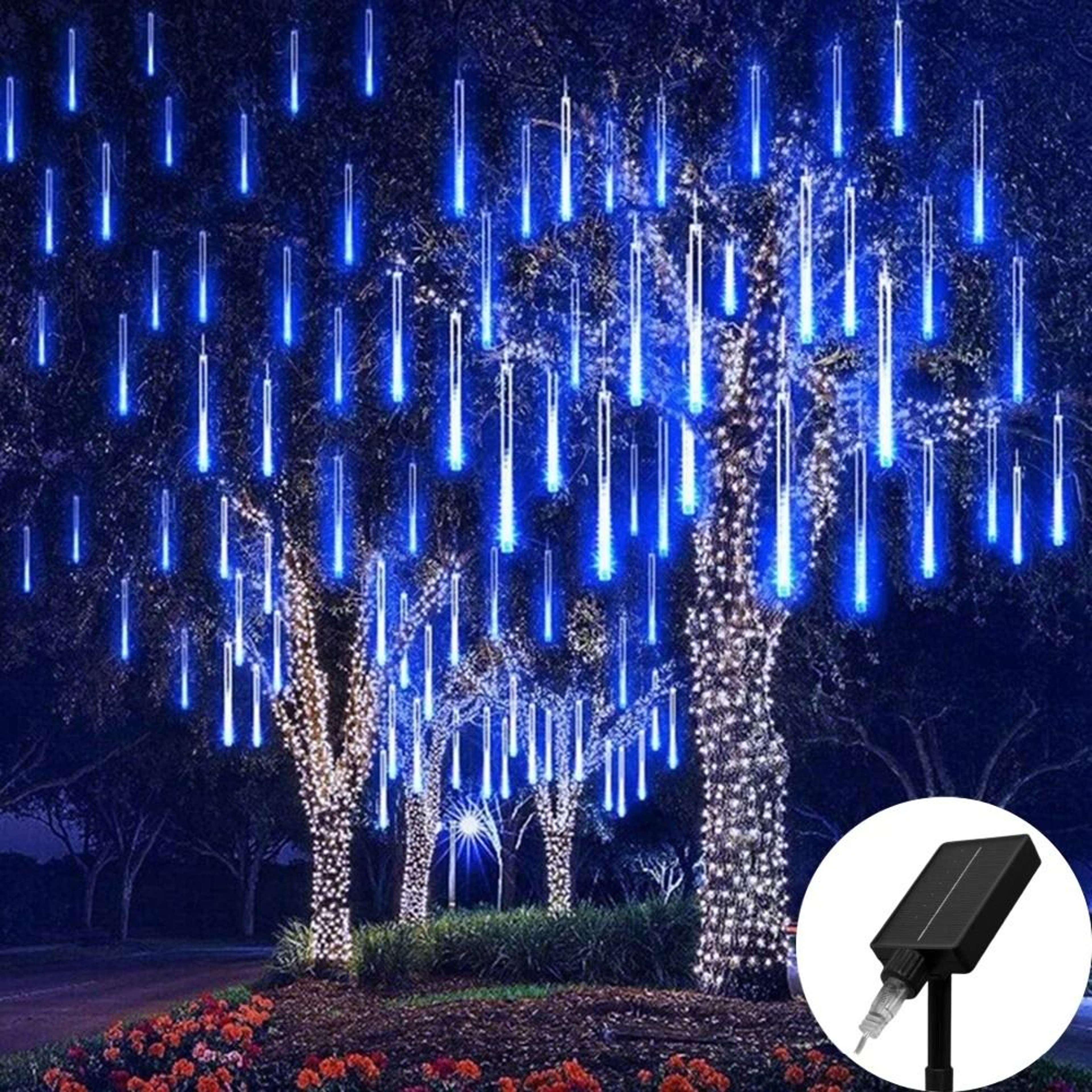 3050cm Solar LED Meteor Shower Rain Lights Waterproof Falling Raindrop String Lights For Christmas  0