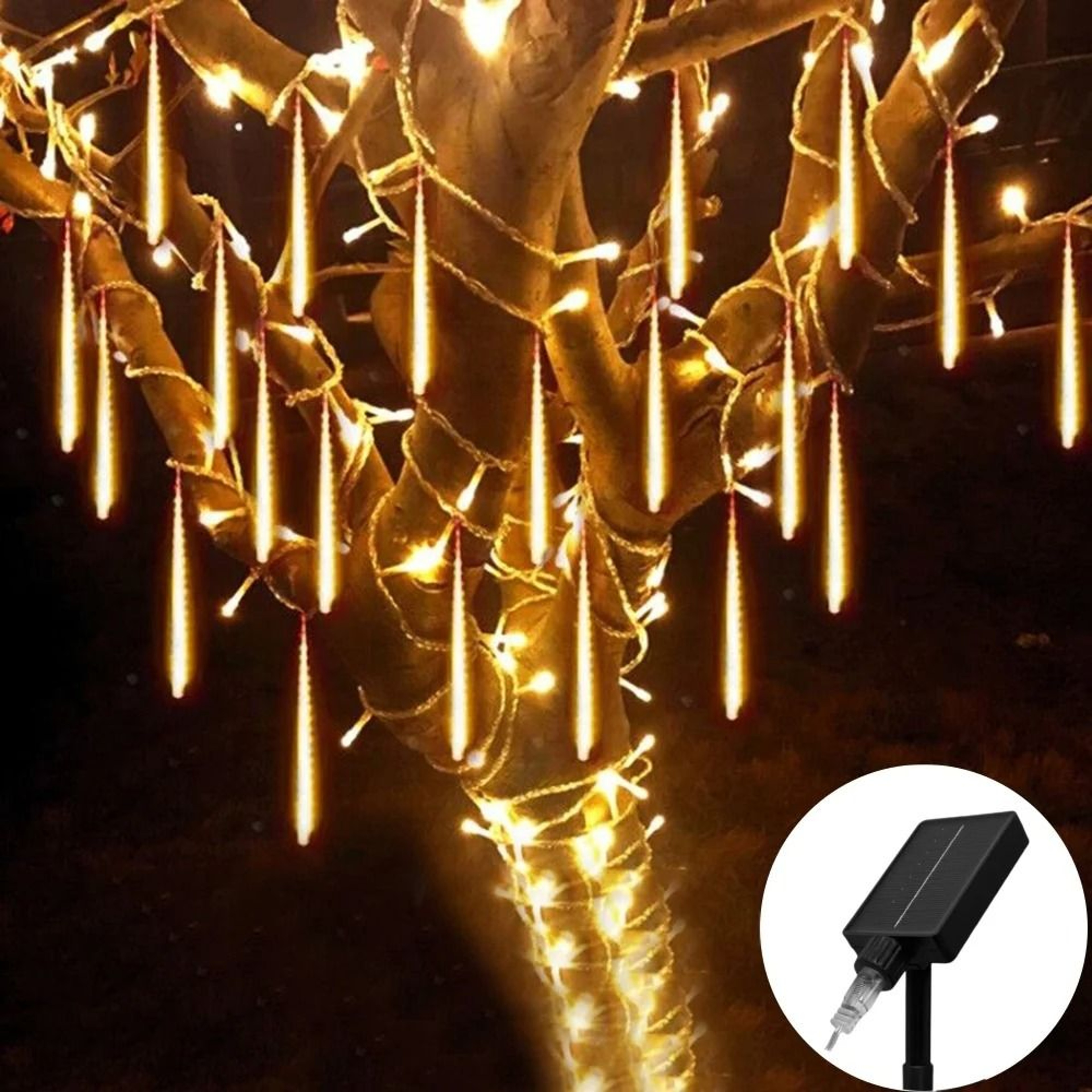 3050cm Solar LED Meteor Shower Rain Lights Waterproof Falling Raindrop String Lights For Christmas  1