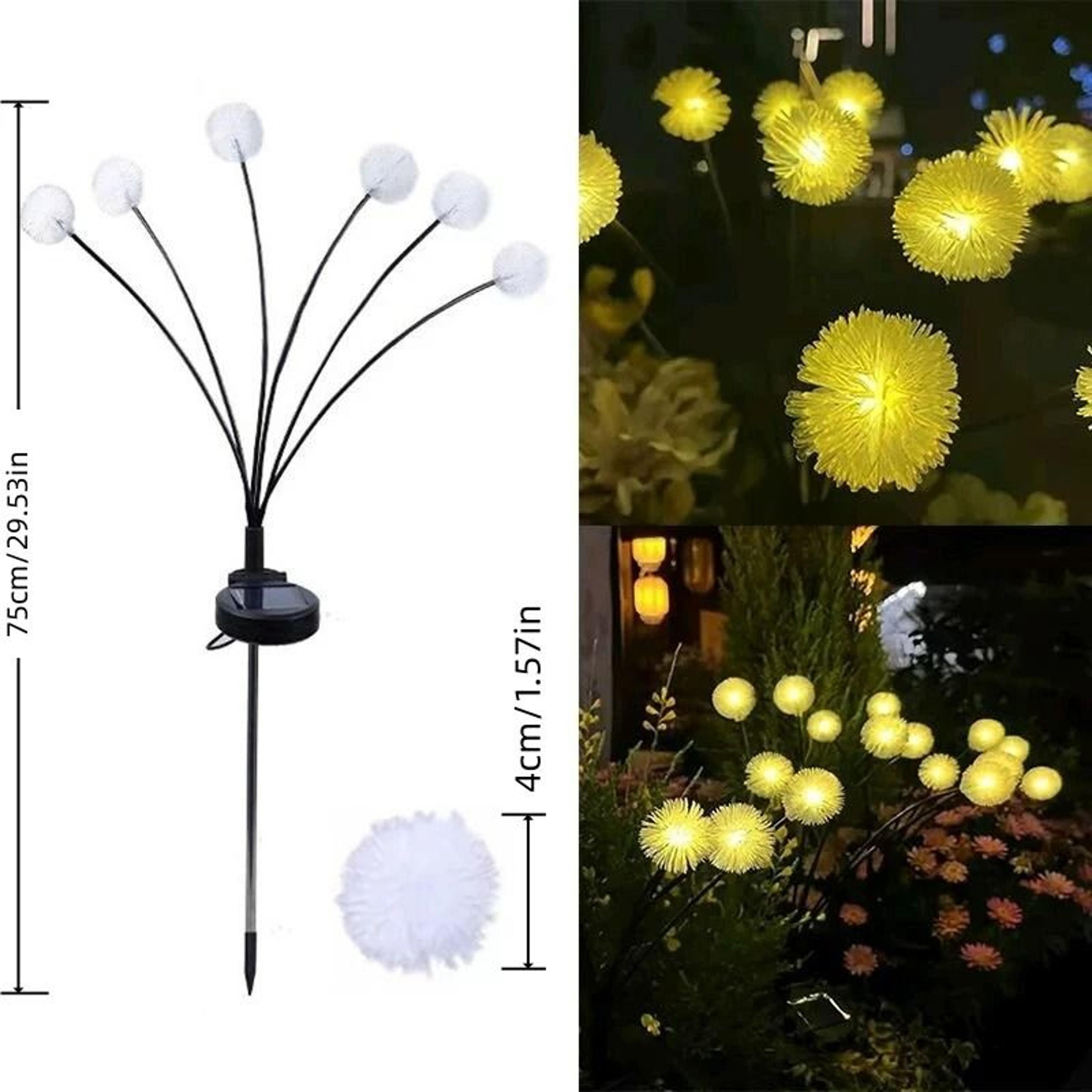 1 Pc Solar LED Dandelion Garden Light 6Head 2 Modes Lawn Lamp Ideal Landscape Accent For Yard Pathw 5