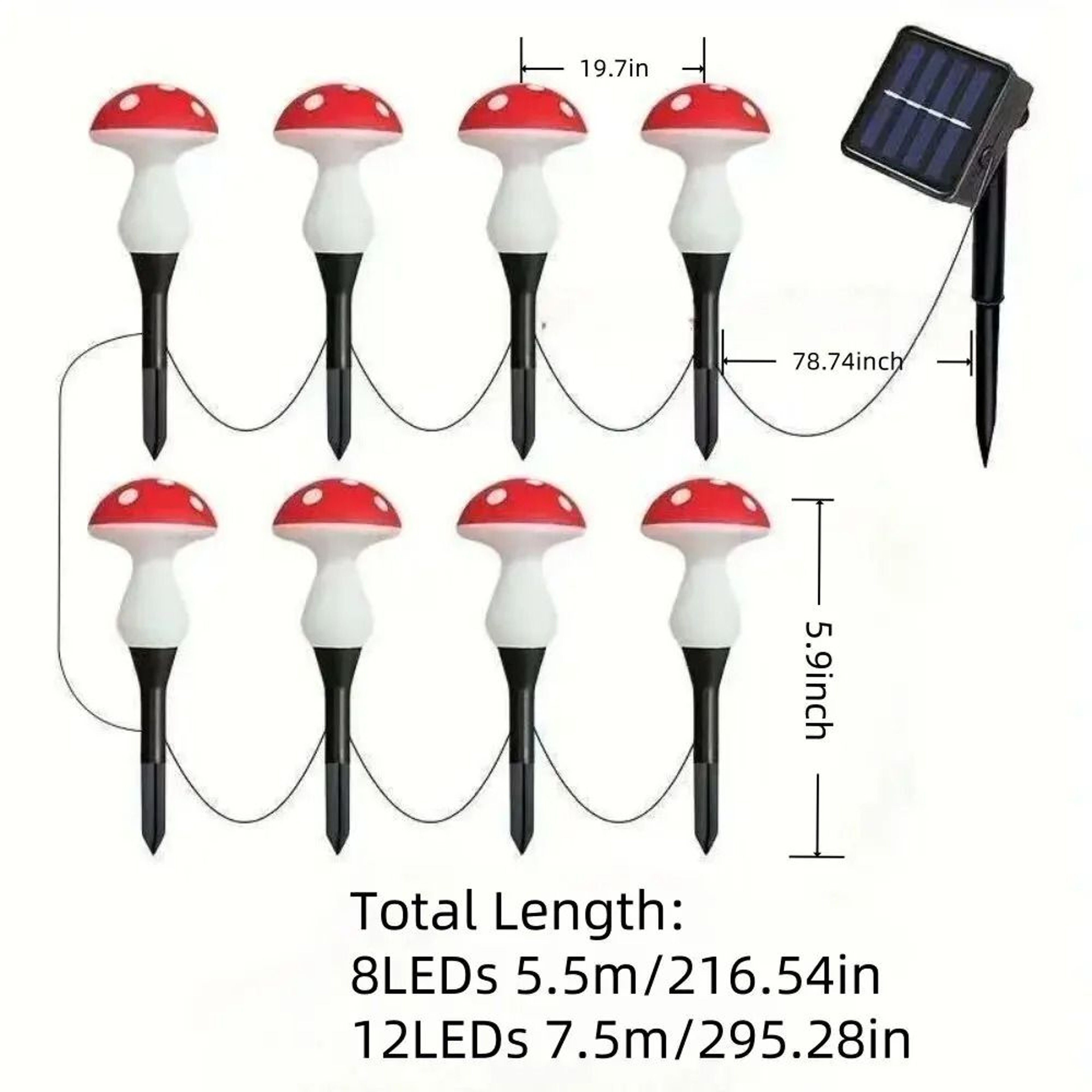 Outdoor Solar Mushroom Path Light 8 Modes Waterproof LED Stake Lamp For Garden Lawn Yard Pathway De 4