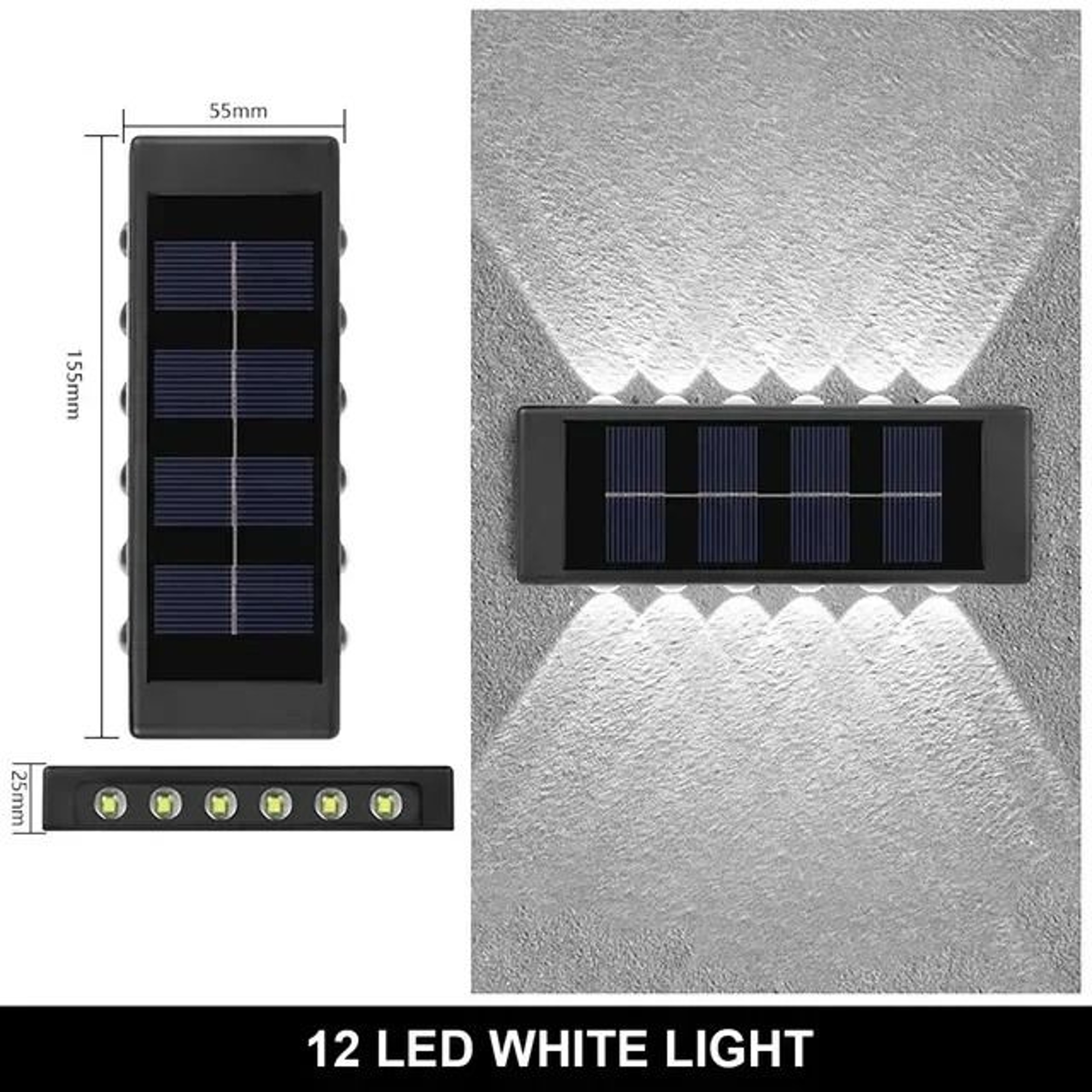 2 To 12 LED Solar Outdoor Wall Light Waterproof Down Luminous Lamp For Garden Balustrade Patio Deco 12