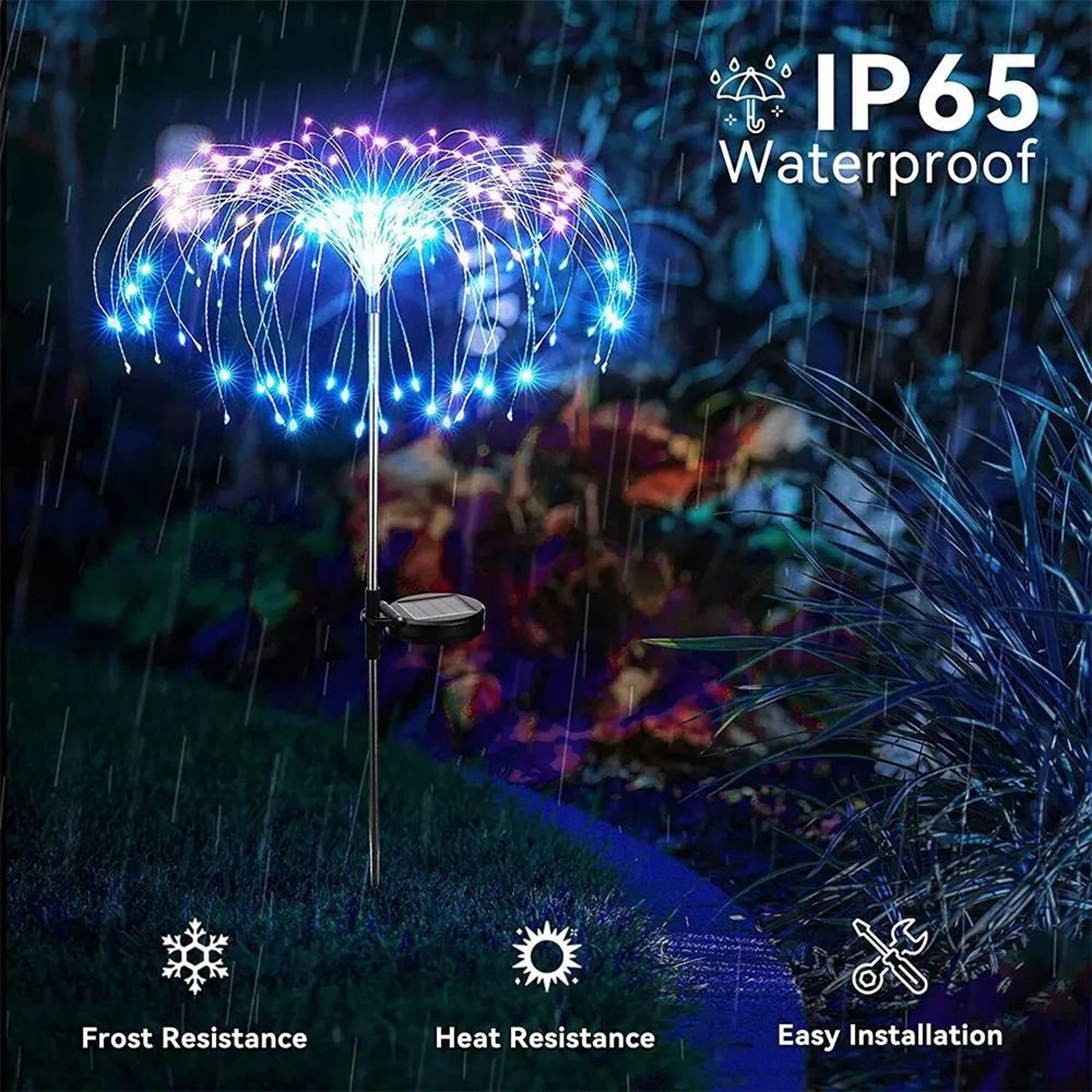 200 LED Outdoor Solar Grass Globe Dandelion Lamp Waterproof Landscape Stake Light For Garden Lawn 4