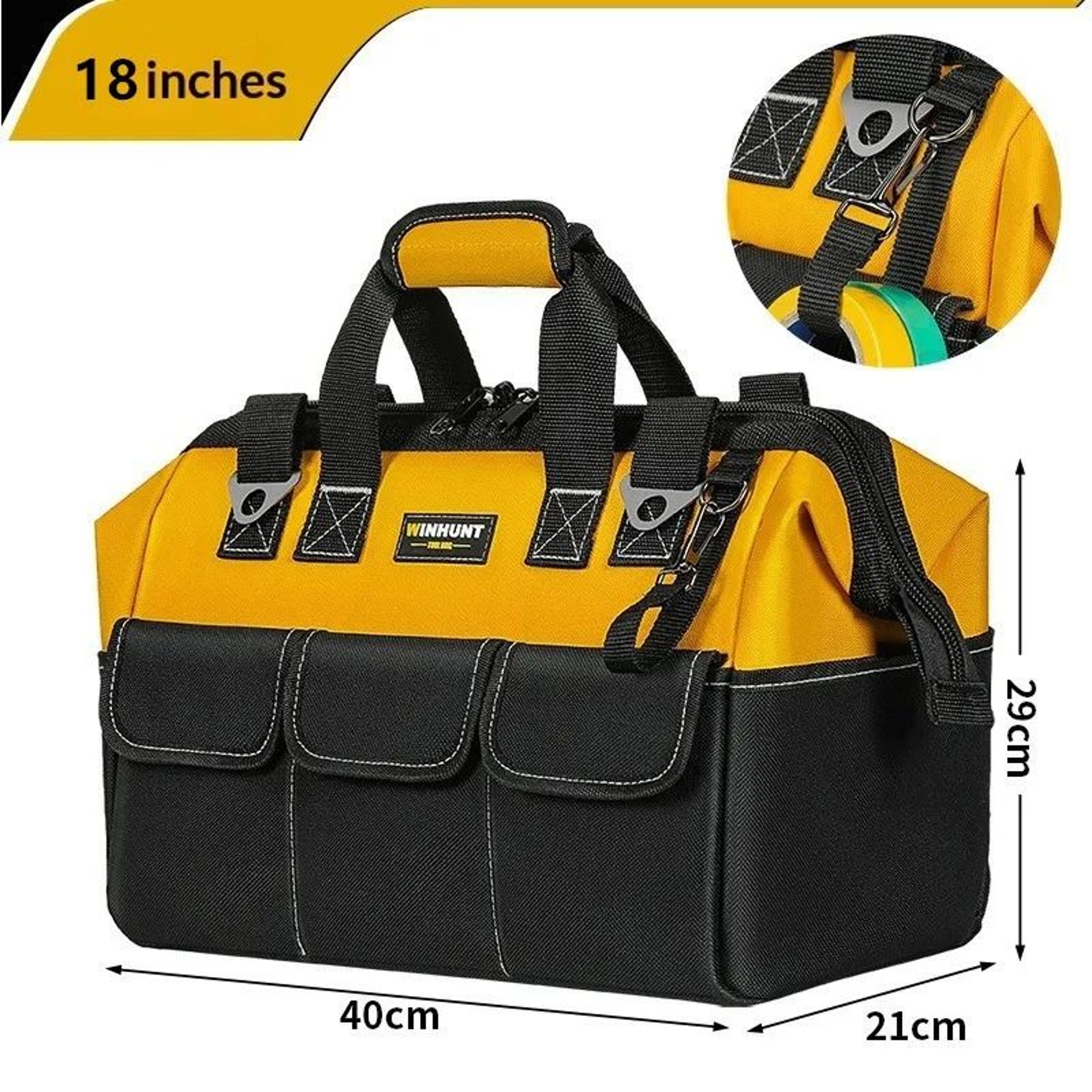 MultiPocket Heavy Duty Tool Bag With Reinforced Bottom Portable Storage Tote For Electricians DIY 10