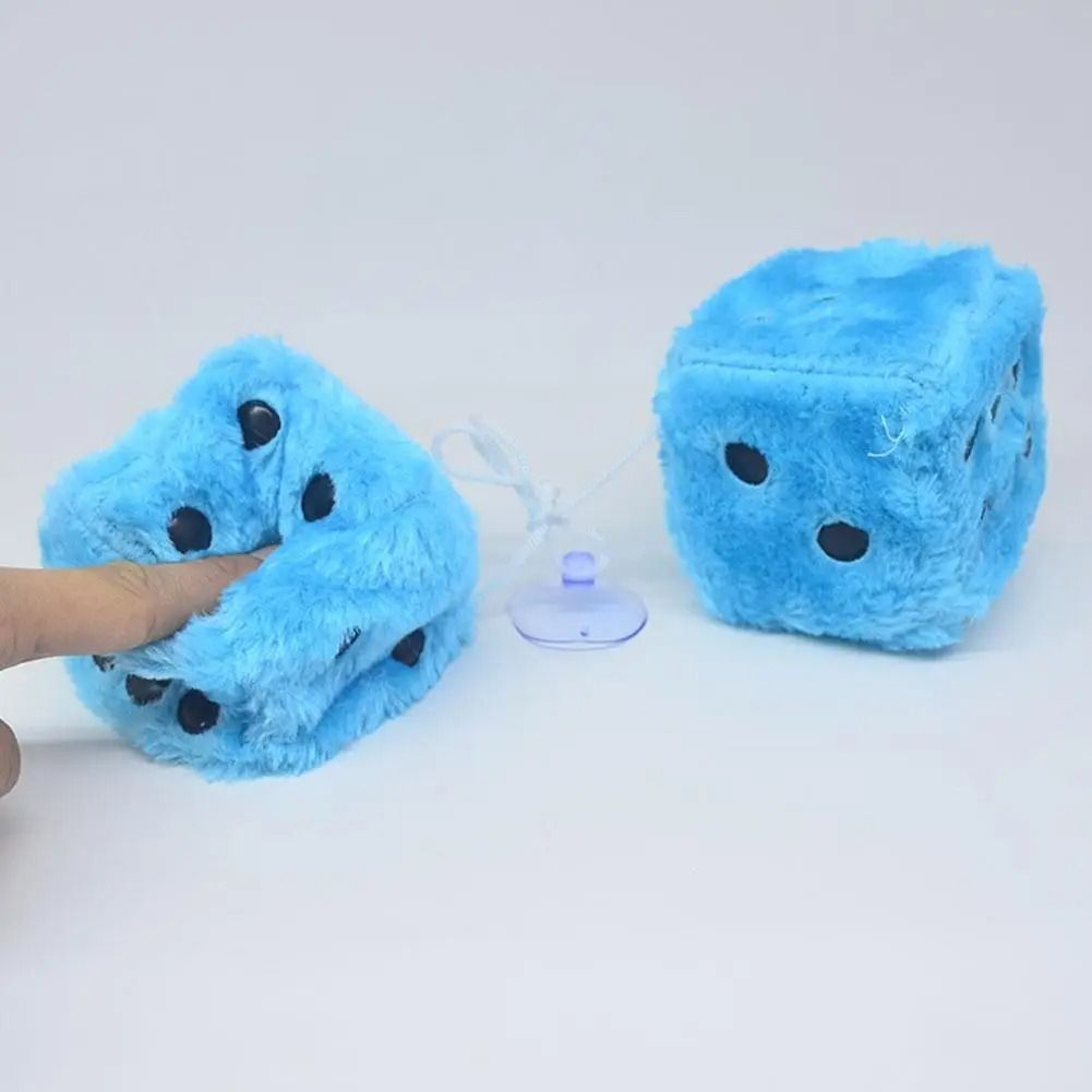 Long Hair Plush Dice Pendant Car Interior Hanging Ornament Hot Stamping Dot Cube Auto Accessory 2
