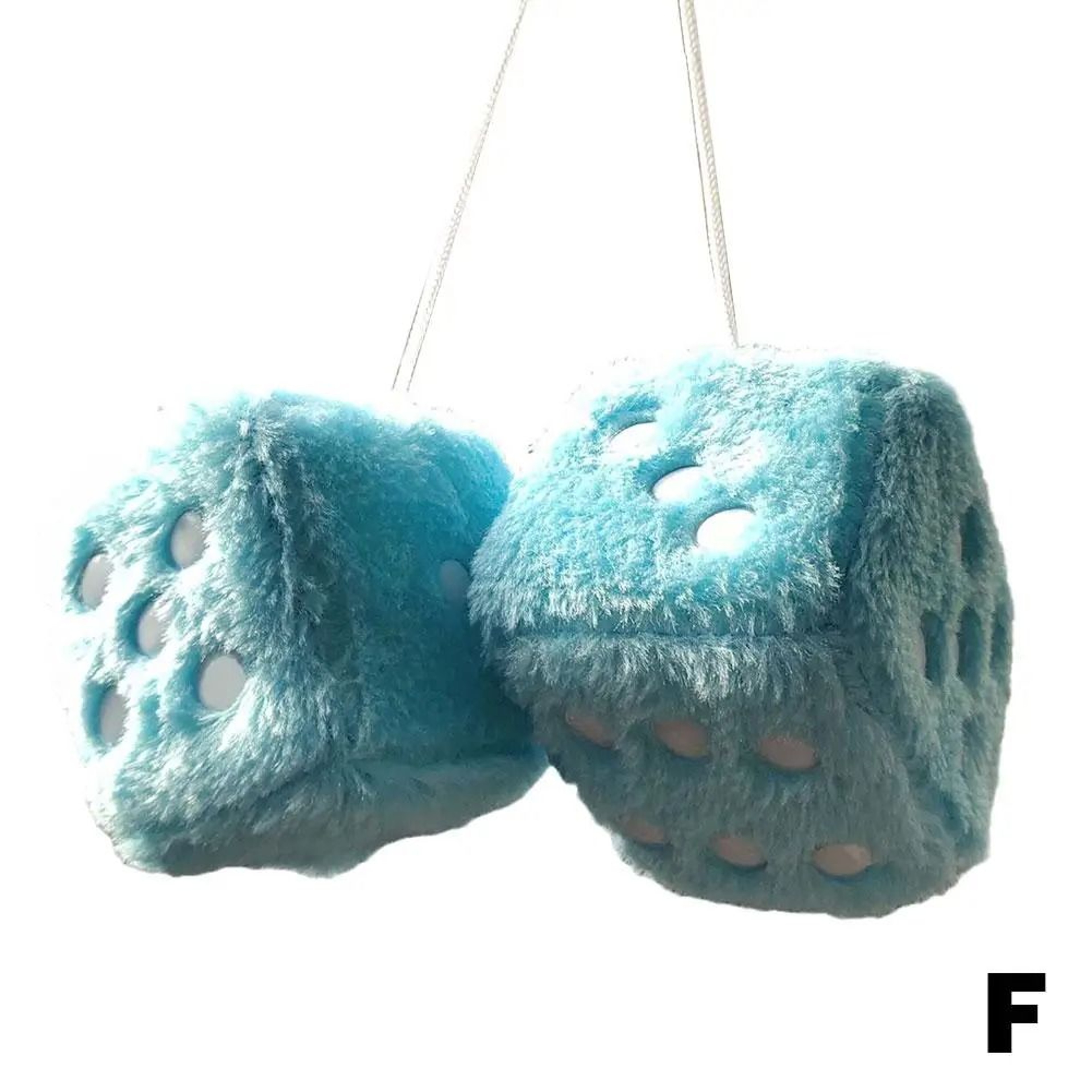 Long Hair Plush Dice Pendant Car Interior Hanging Ornament Hot Stamping Dot Cube Auto Accessory 14