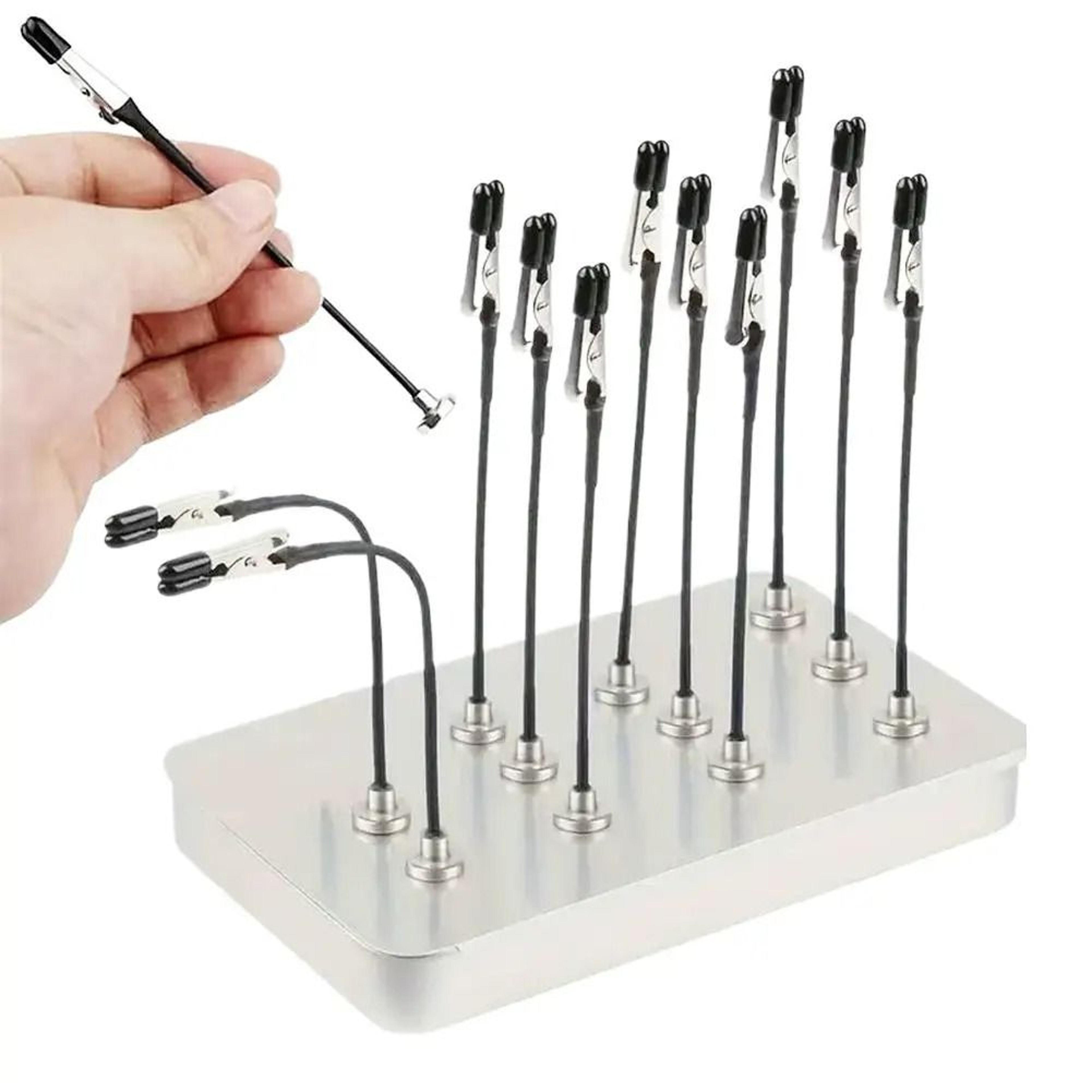 Model Painting Stand Base Holder With 12PCS Magnetic Bendable Alligator Clip Sticks For Airbrush Cr 6
