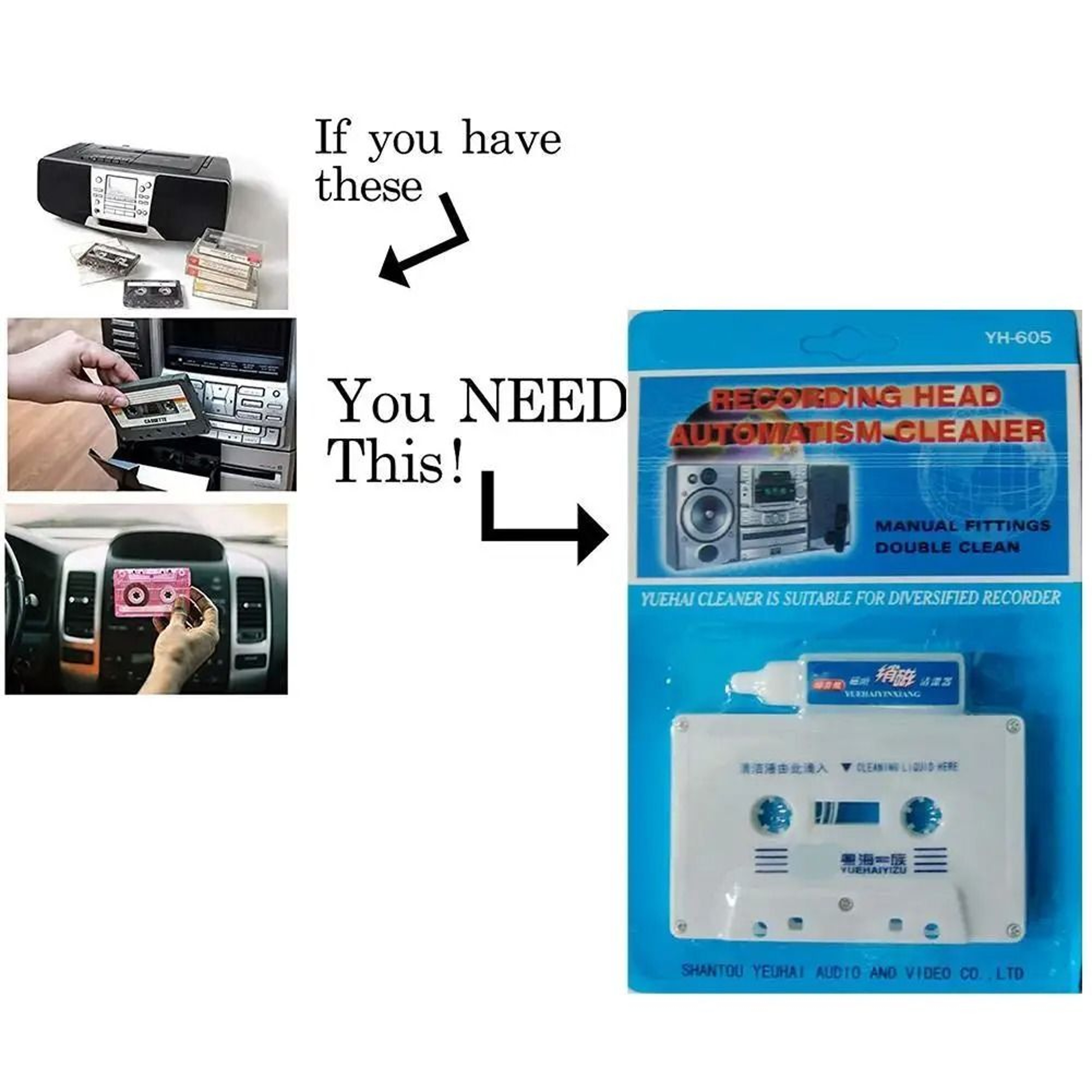 Cassette Tape Head Cleaner  Demagnetizer Kit Wet Type Audio Tape Player Maintenance Set With Fluid 1