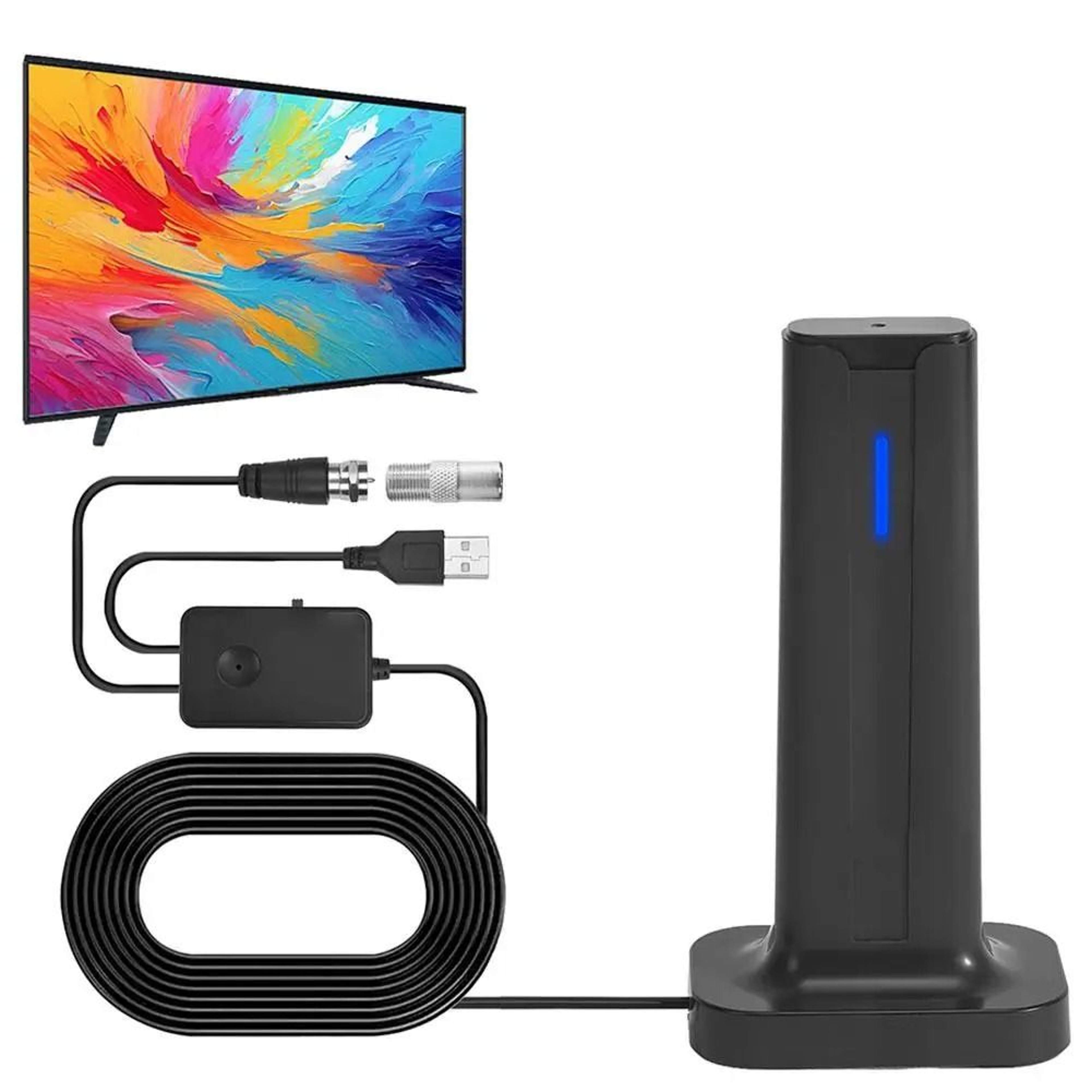 Long Range Digital Indoor HDTV Antenna 4K 1080p Support With 360 Degree Stick Base 2