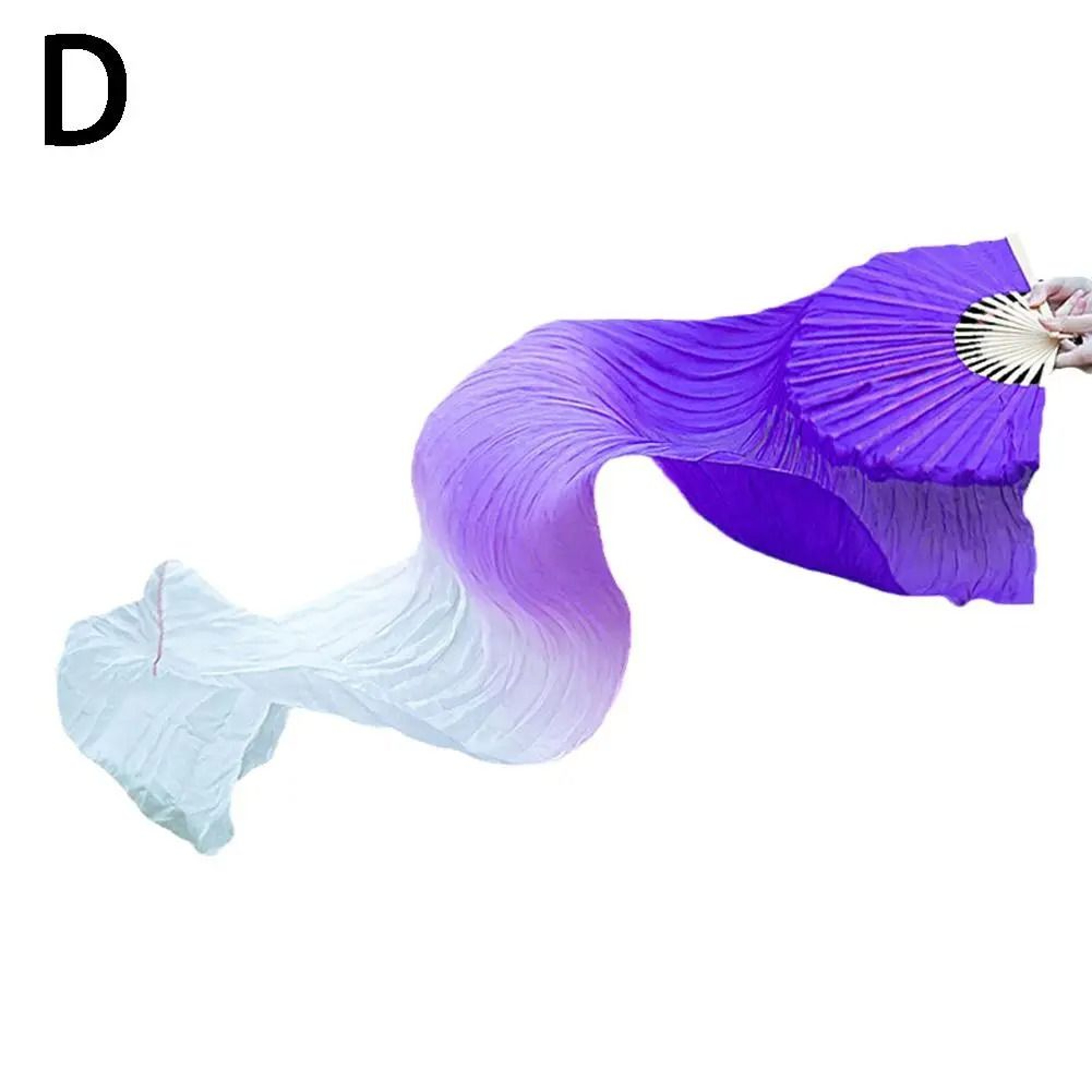 150cm Gradient Color Belly Dancing Silk Fan Veils Long Imitation Dance Props 7