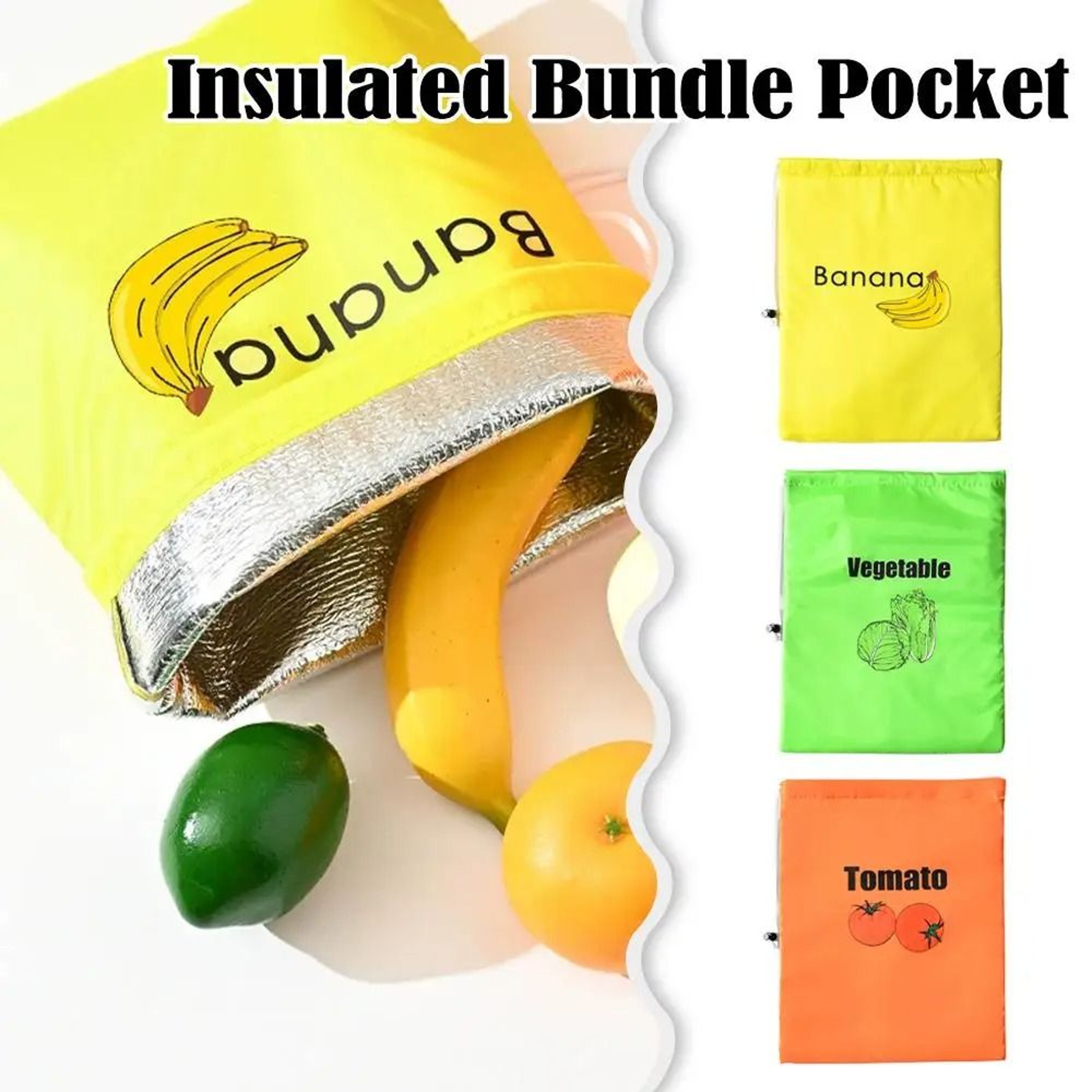 Reusable Fruit Freshness Preservation Bag Yellow Drawstring Storage Pouch For Bananas  Produce 0