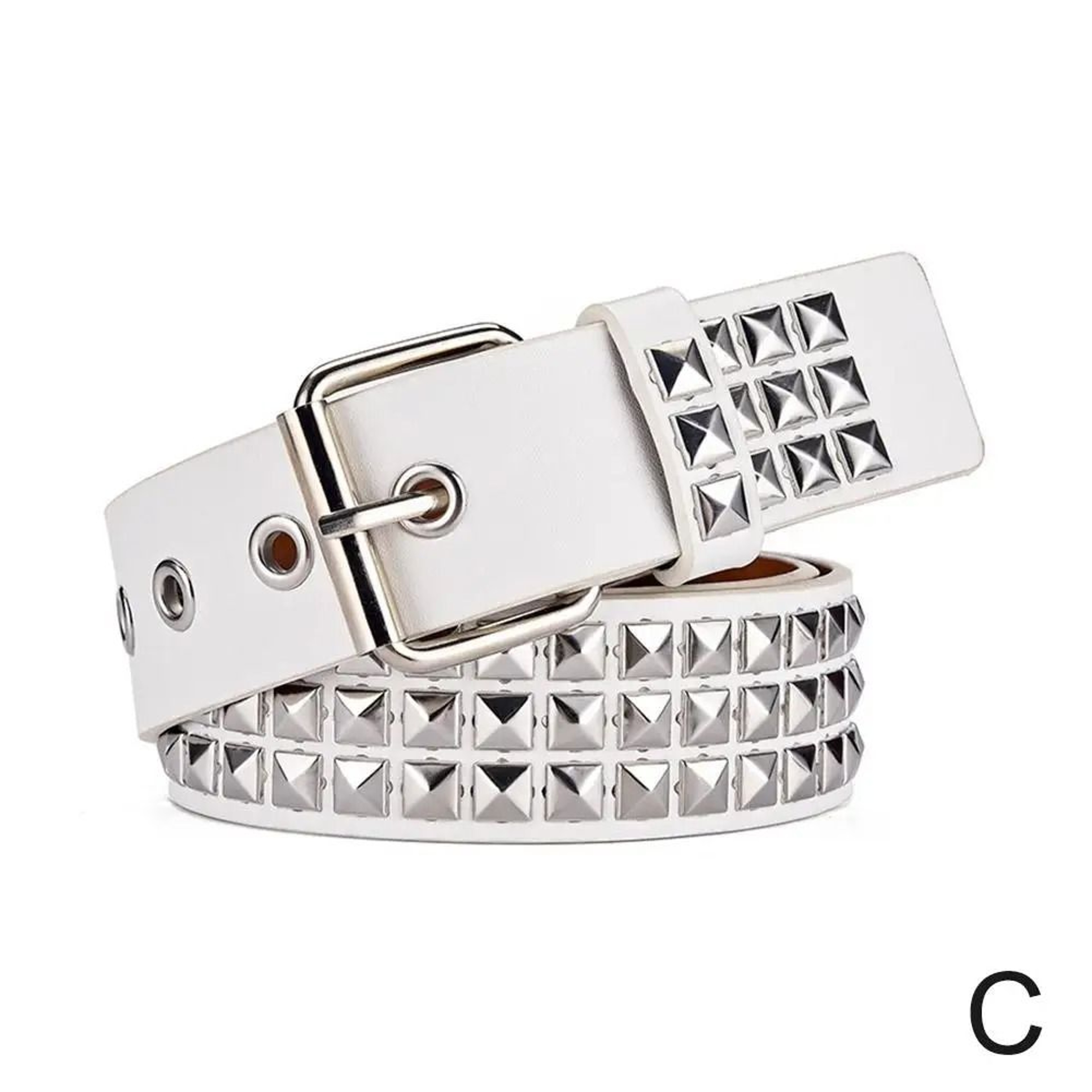 Unisex Punk Rock Studded Belt Heavy Metal Rivet Hollow Bullet Rhinestone Adjustable Waistband 6