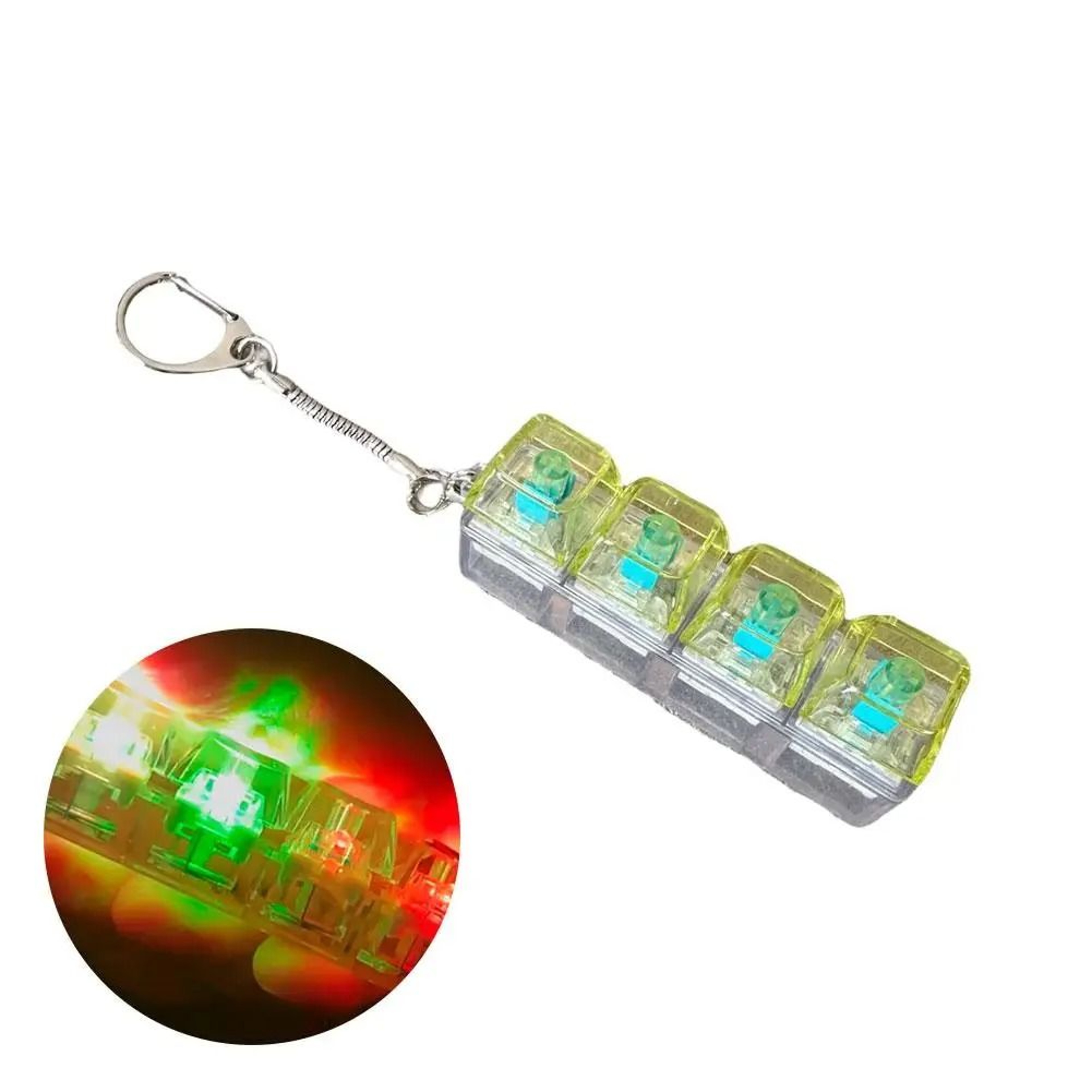 New 4Key DIY Keyboard Fidget Keychain Luminous Transparent Decompression Toy 8