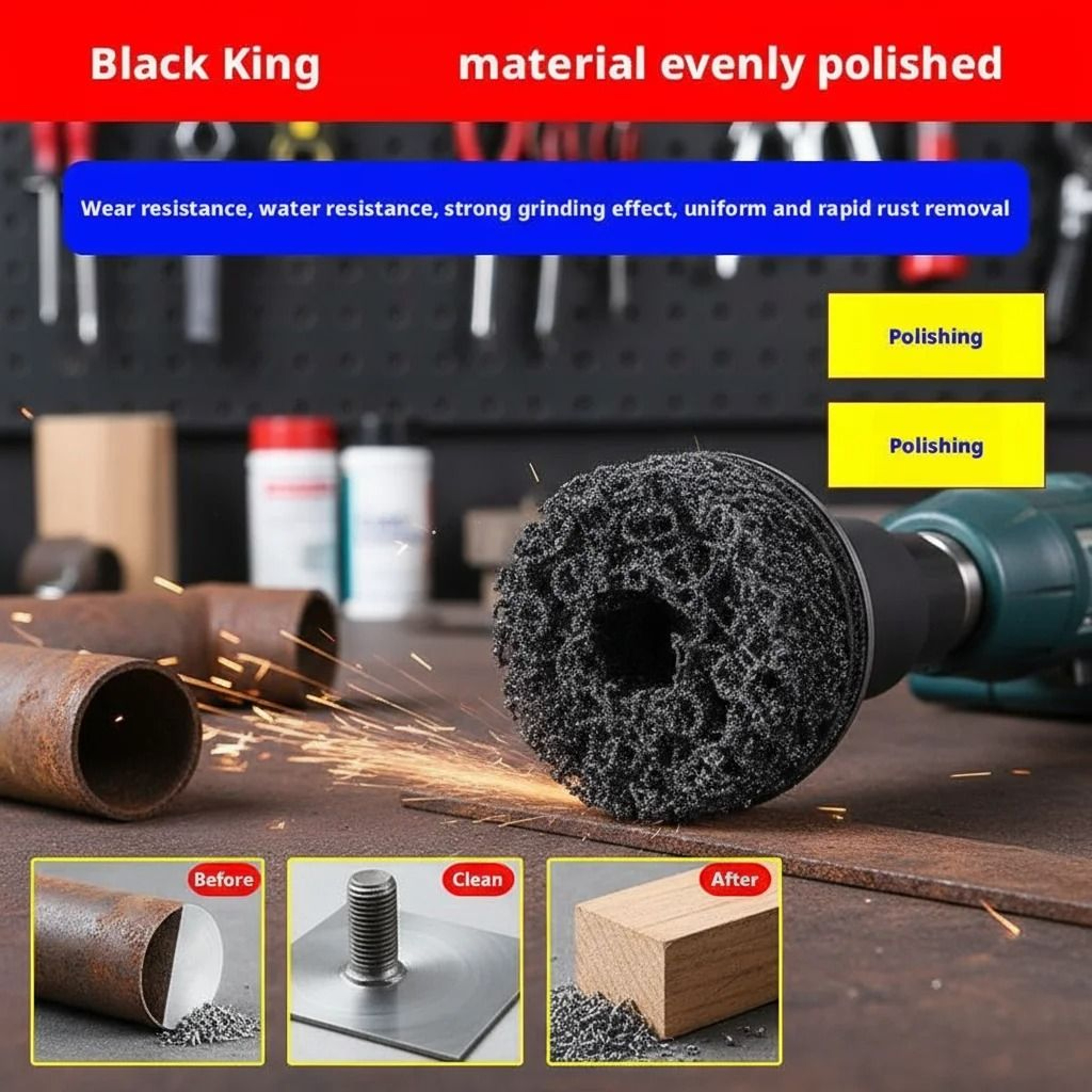 Auto Wheel Hub Rust Removal Grinder Brush Kit Brake Disc Polishing Cleaner Tool 0