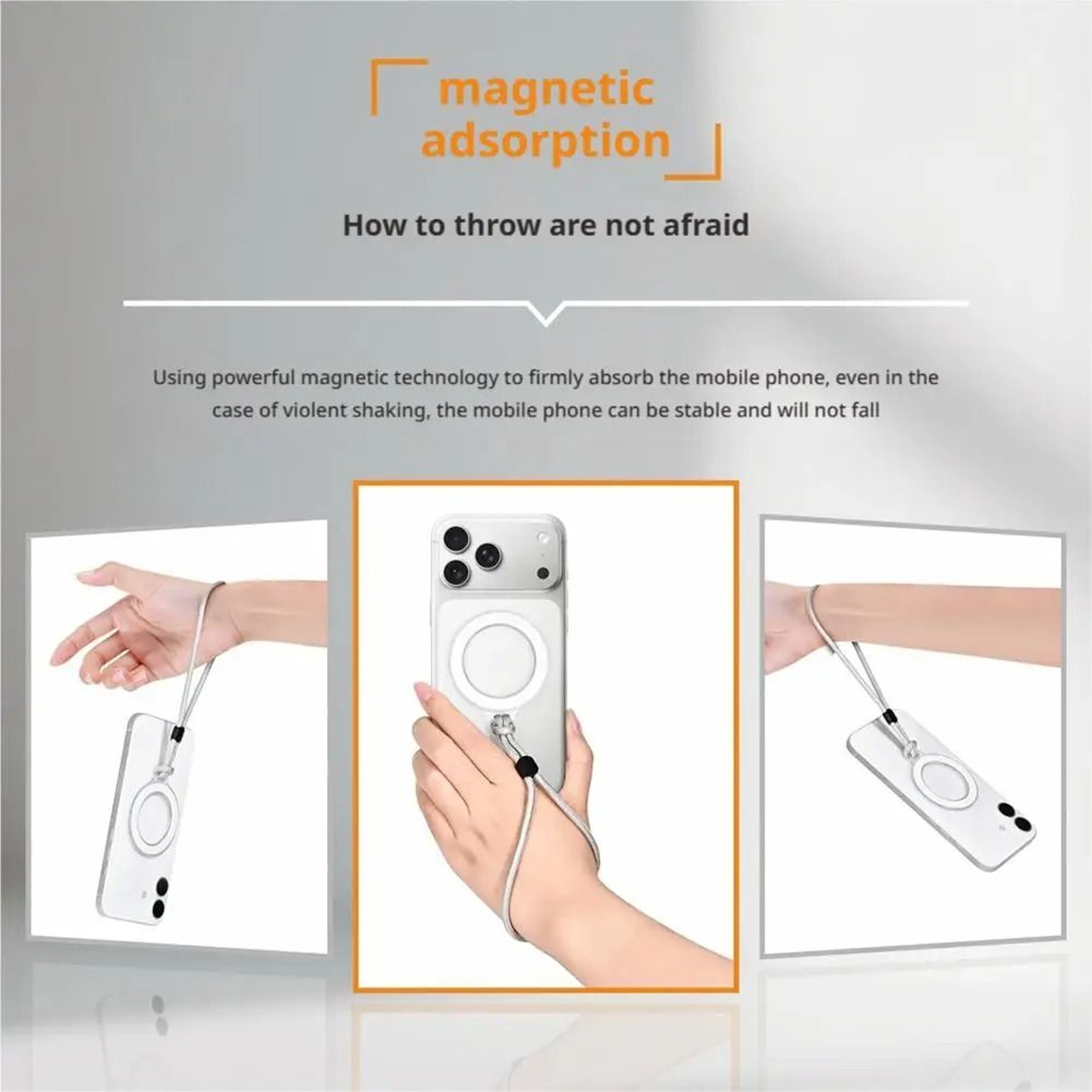 Mobile Phone Magnetic Ring Lanyard  Wrist Strap For IPhone 16 17 Adjustable AntiFall Cord 4