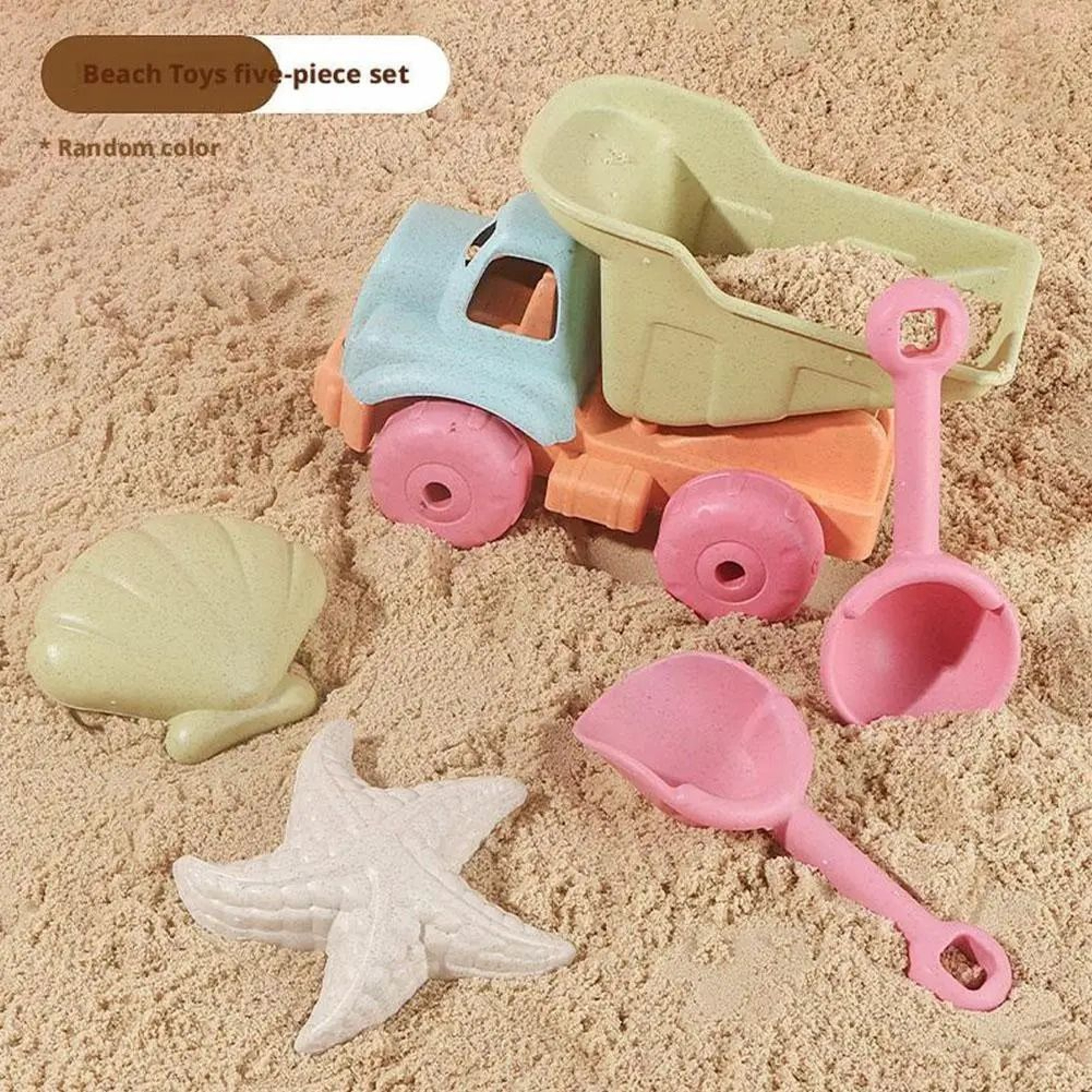 7Piece Childrens Beach Sand Toys Set With Bucket Shovel Rake  Sea Animal Molds 2
