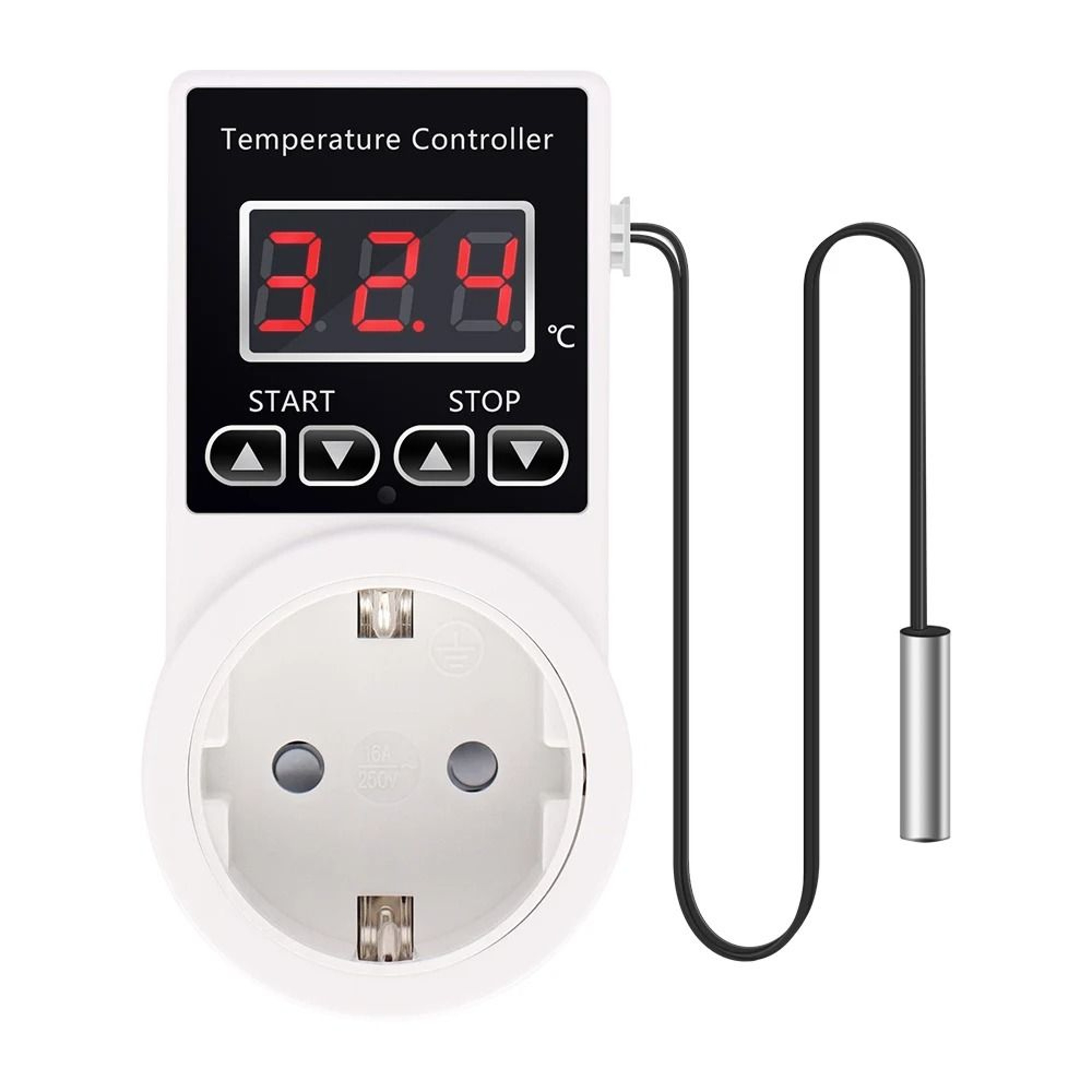 Digital Temperature Controller EU Plug Thermostat Socket Outlet With Sensor Probe 6