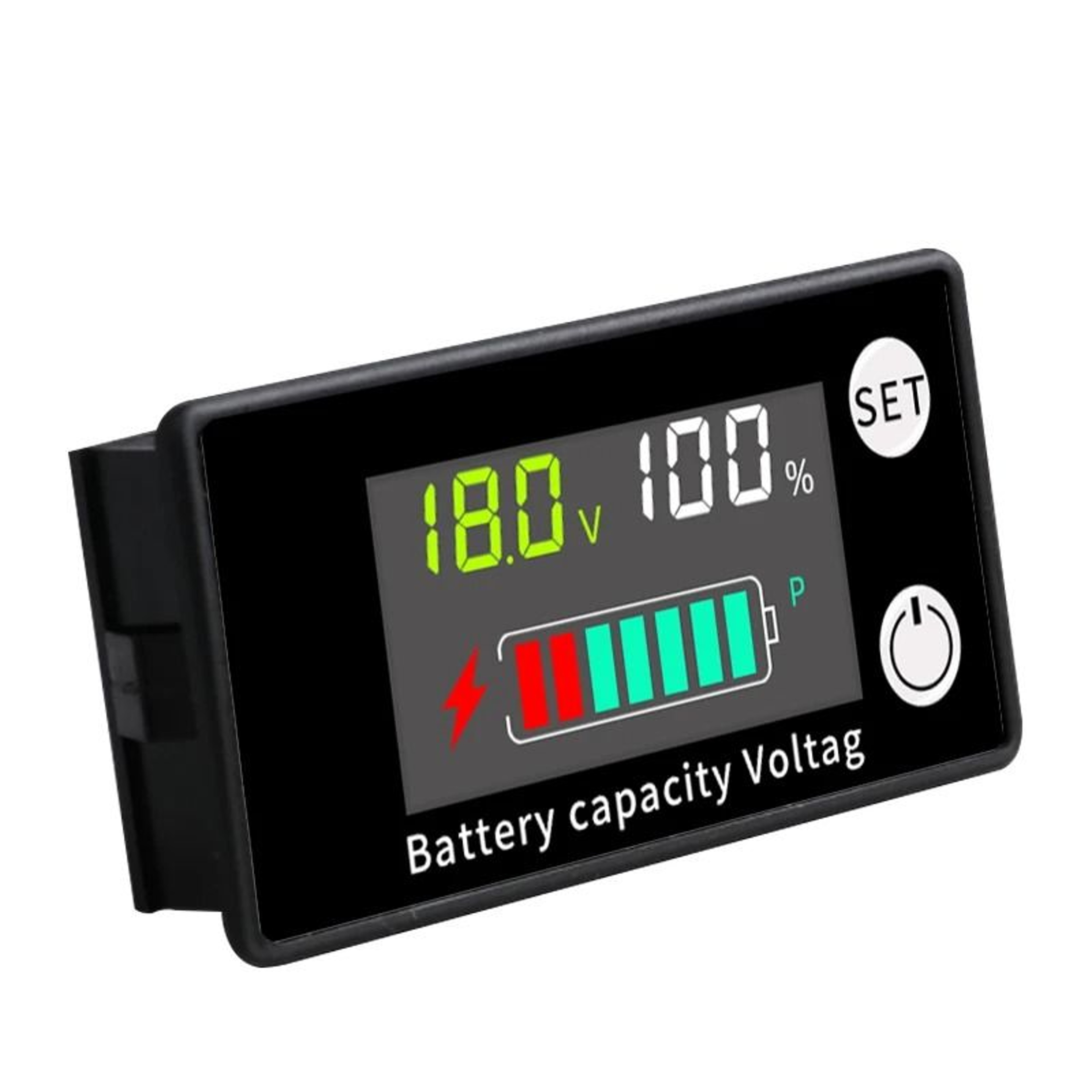 DC 8V100V Digital Voltmeter Battery Capacity Indicator With Temperature Alarm For 12V 24V Lead Acid 6