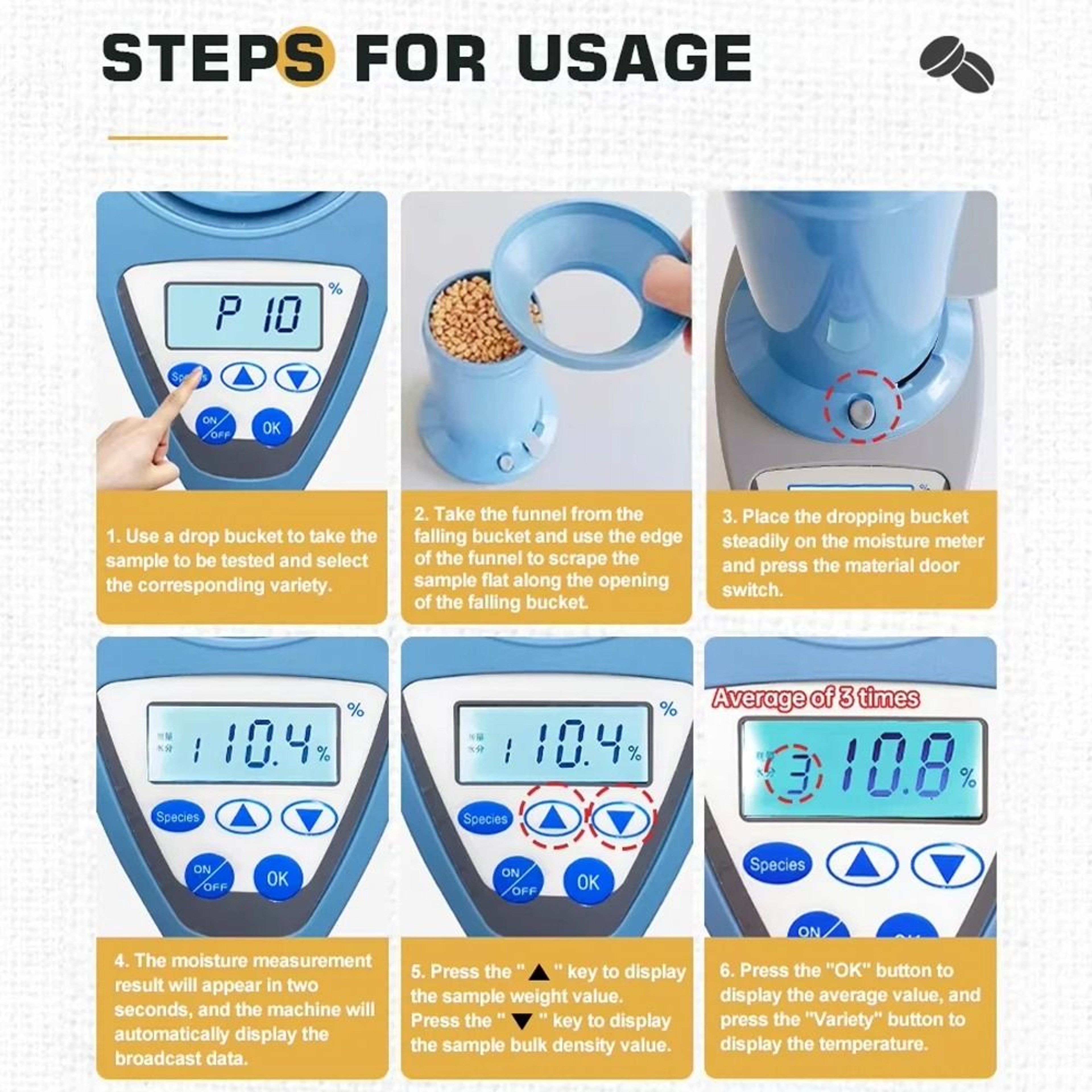 35Type Grain Moisture Tester Humidity Meter For Corn Wheat  Coffee Beans 5