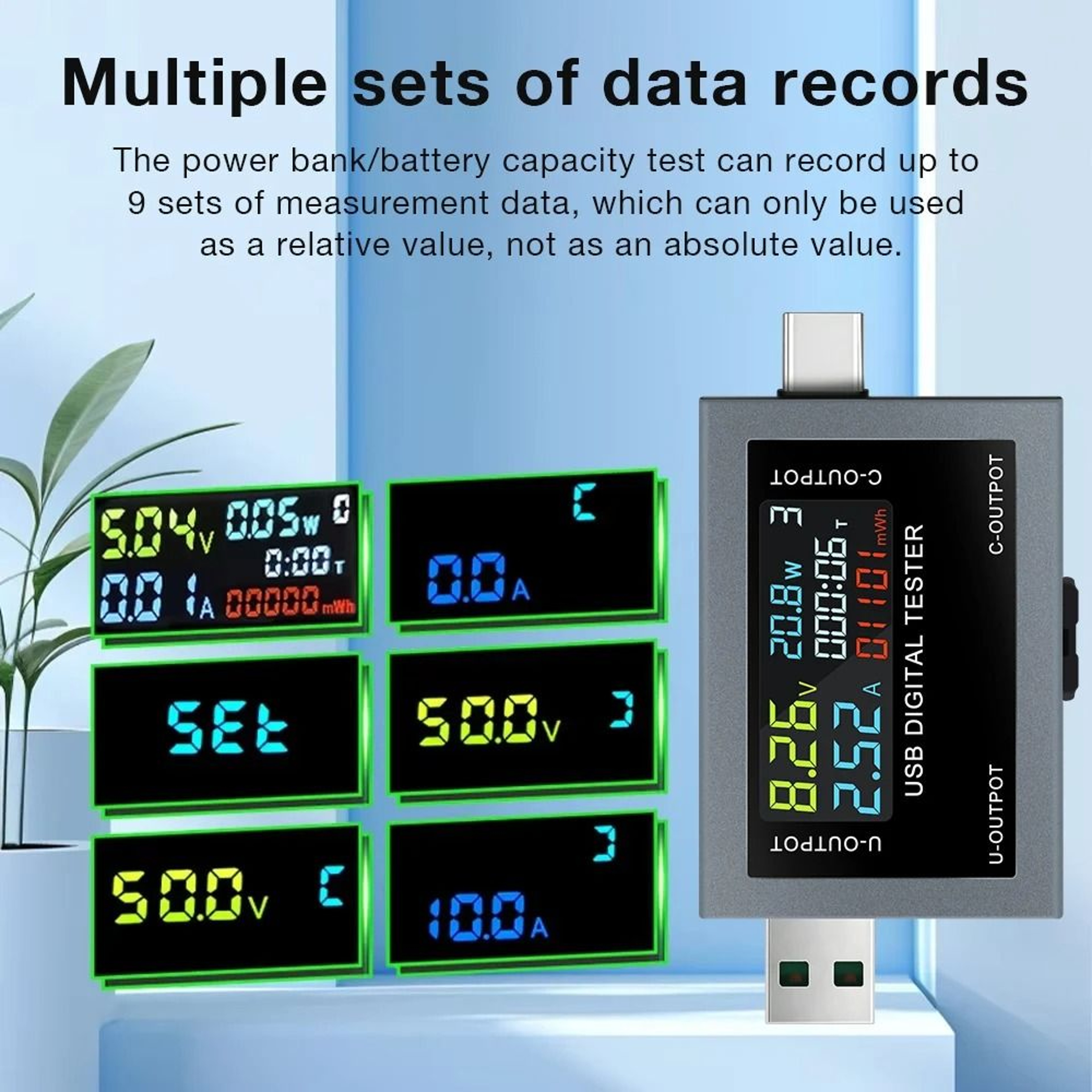 USB TypeC Digital Charging Tester DC 4550V 08A Voltmeter Ammeter Power Capacity Meter 1
