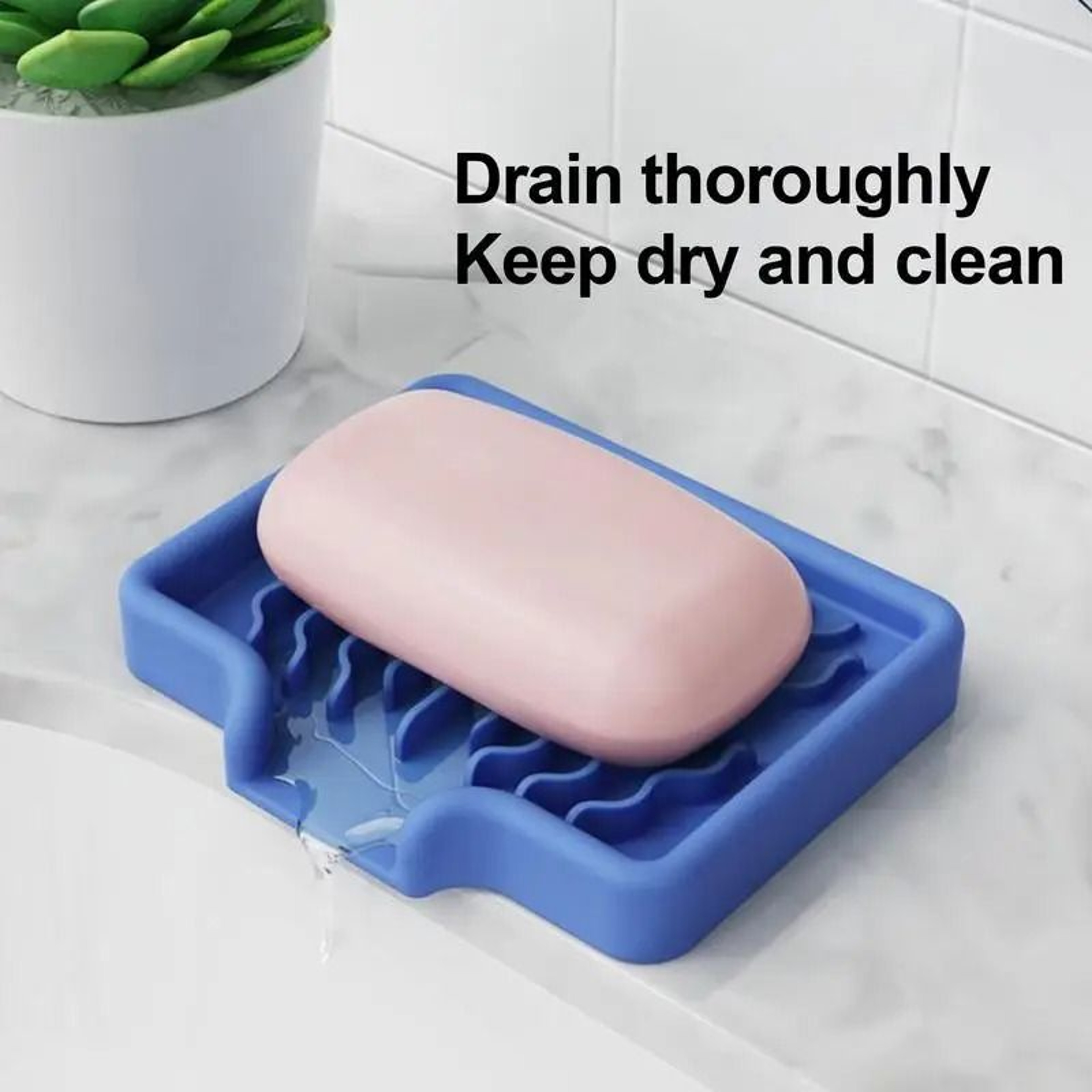 Silicone Self Draining Soap Holder Bar Dish Sponge Caddy Organizer For Kitchen Counter Sink 3