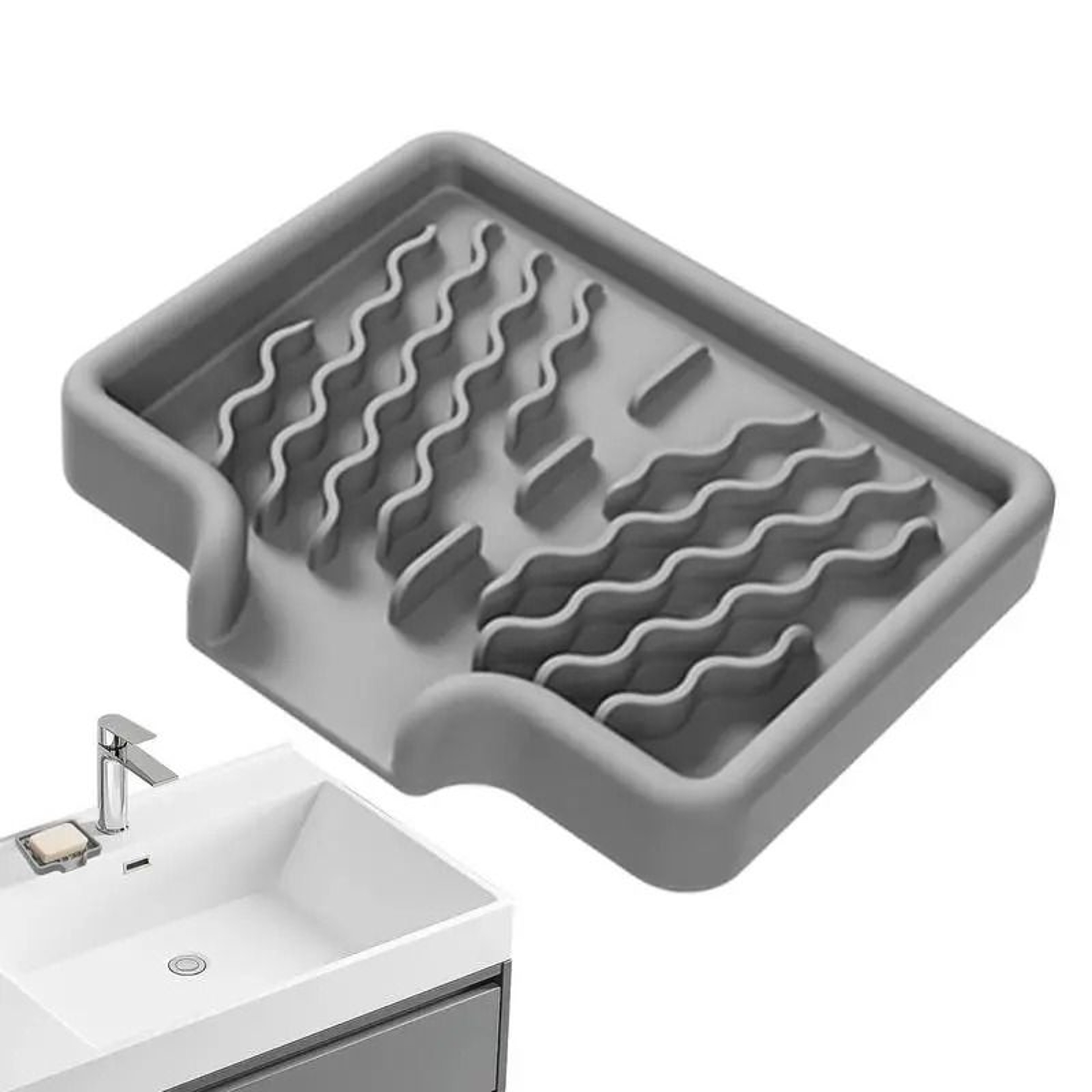Silicone Self Draining Soap Holder Bar Dish Sponge Caddy Organizer For Kitchen Counter Sink 4
