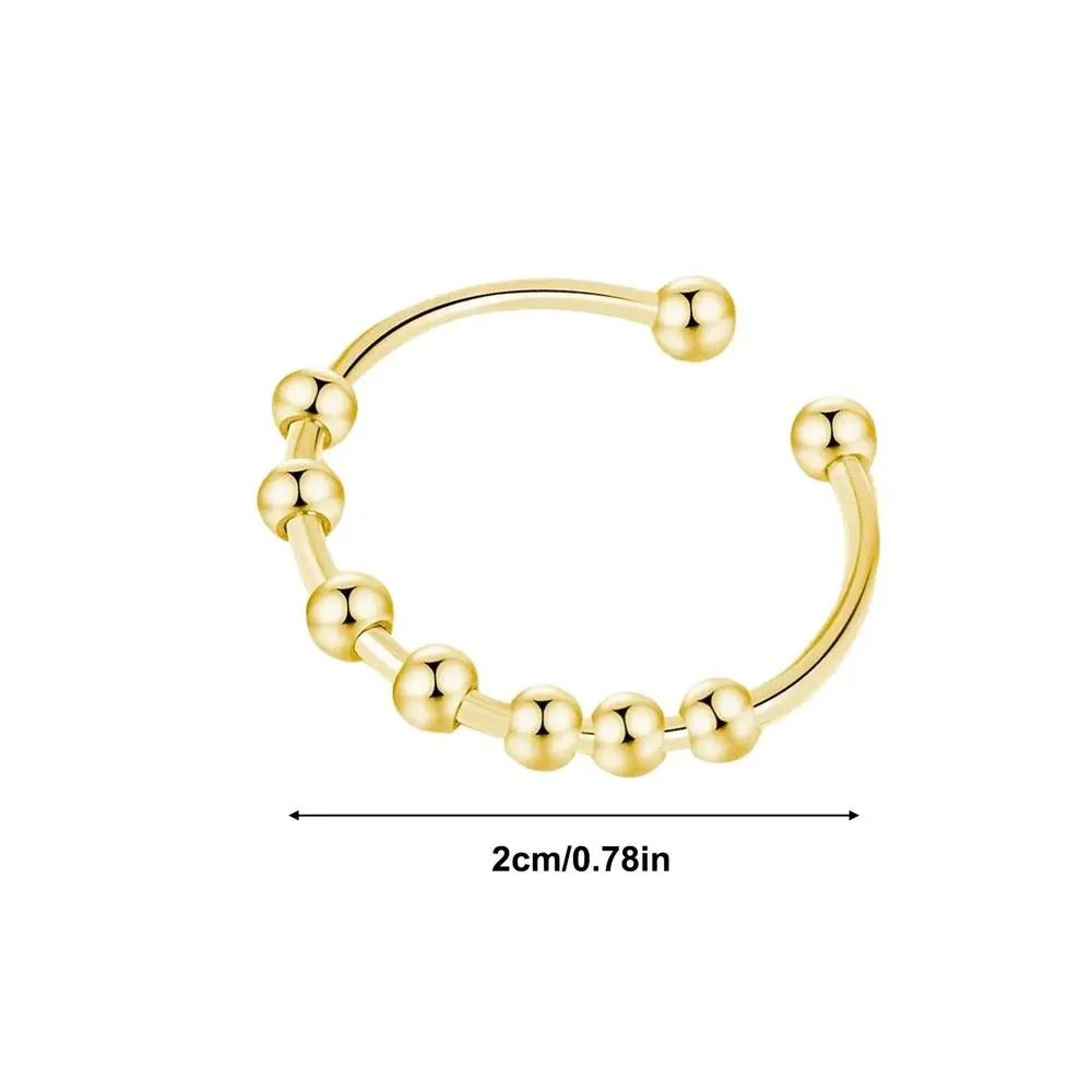 Rotatable Bead Stainless Steel Adjustable Open Spinner Ring For Women  Stress Relief 9