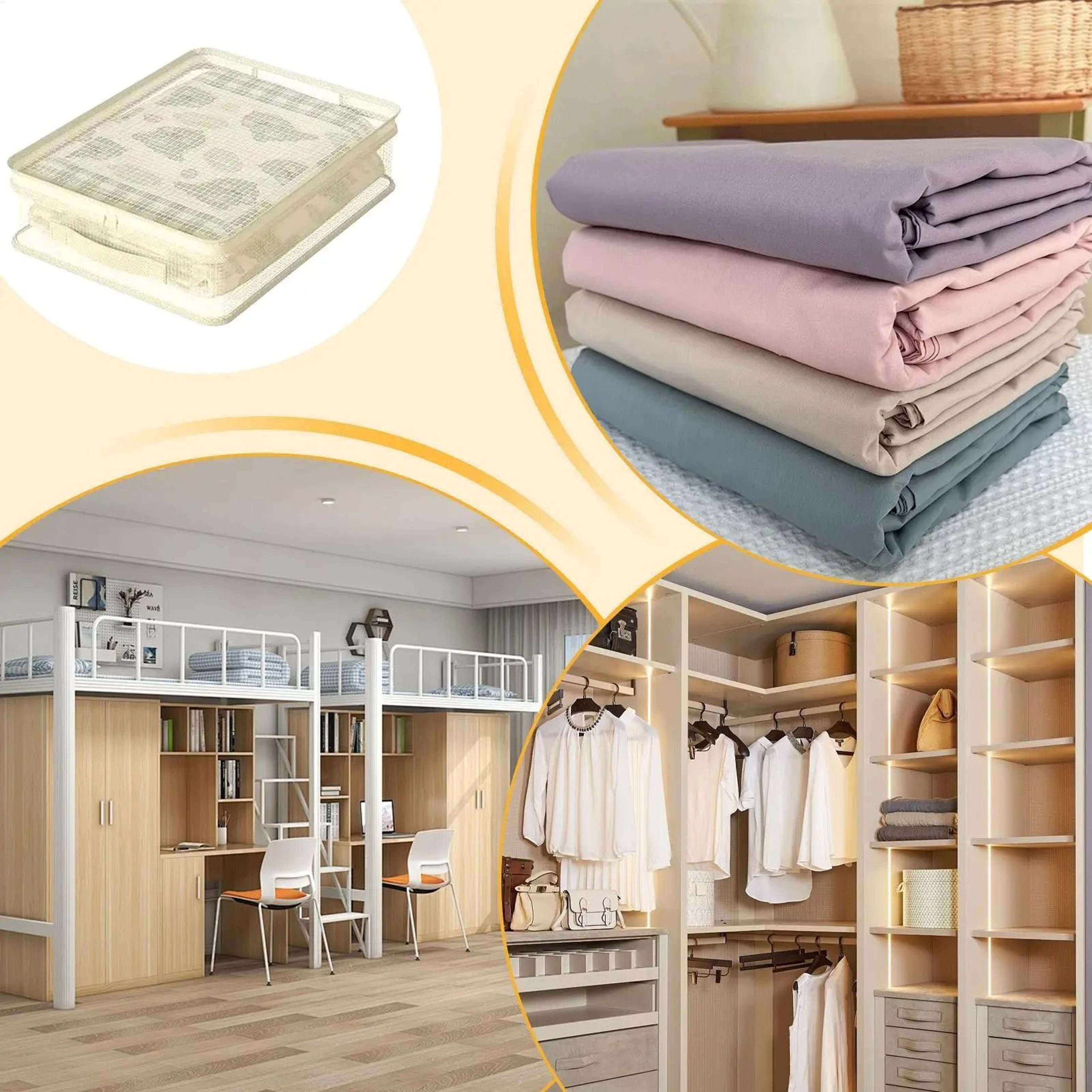 Stackable Sheet Organizers And Storage Bag Container With Handle 40 X 30 X 12 Cm For Bedding Closet 4