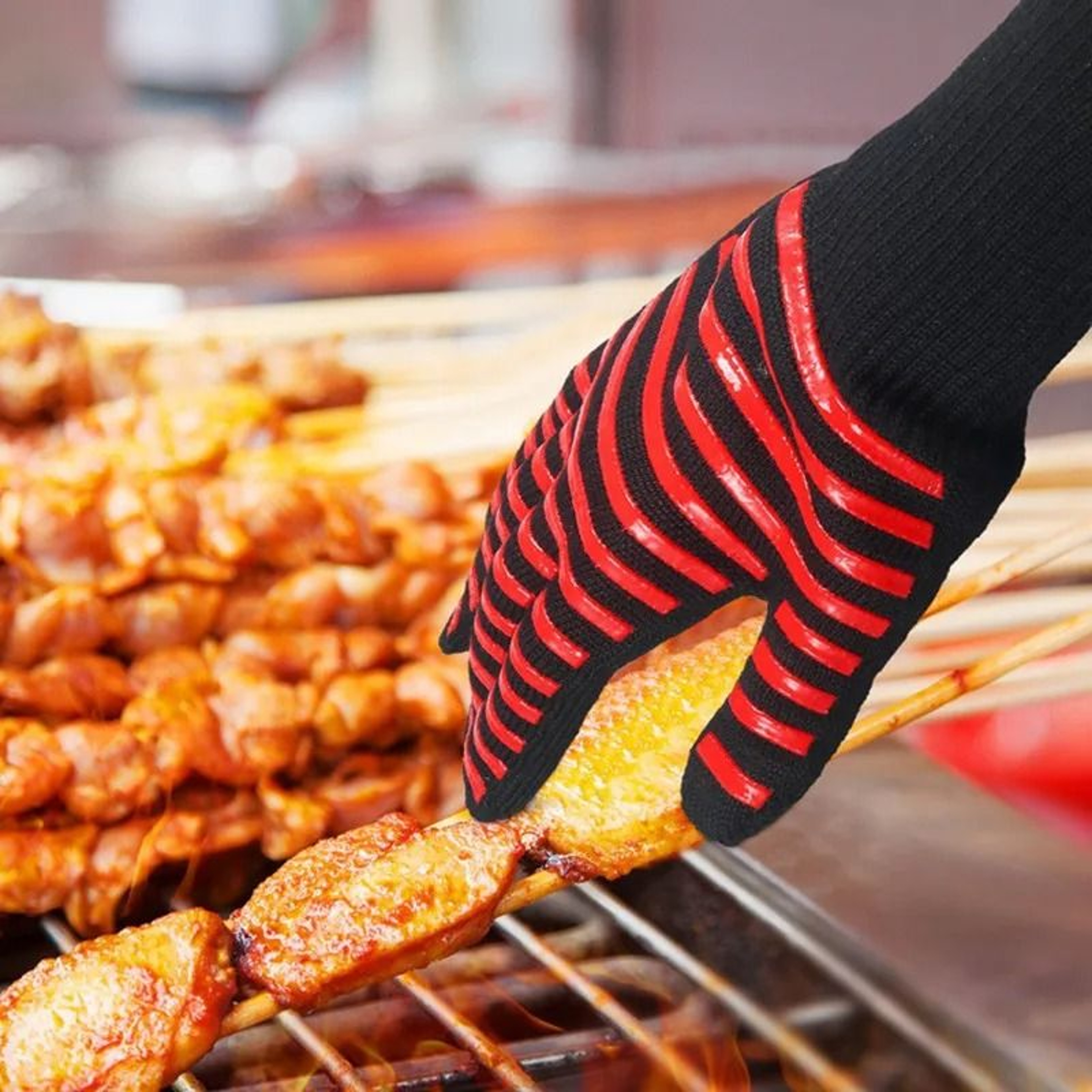 800C High Temperature Resistant BBQ Microwave Oven Gloves Fireproof Heat Insulated Barbecue Mitts F 3