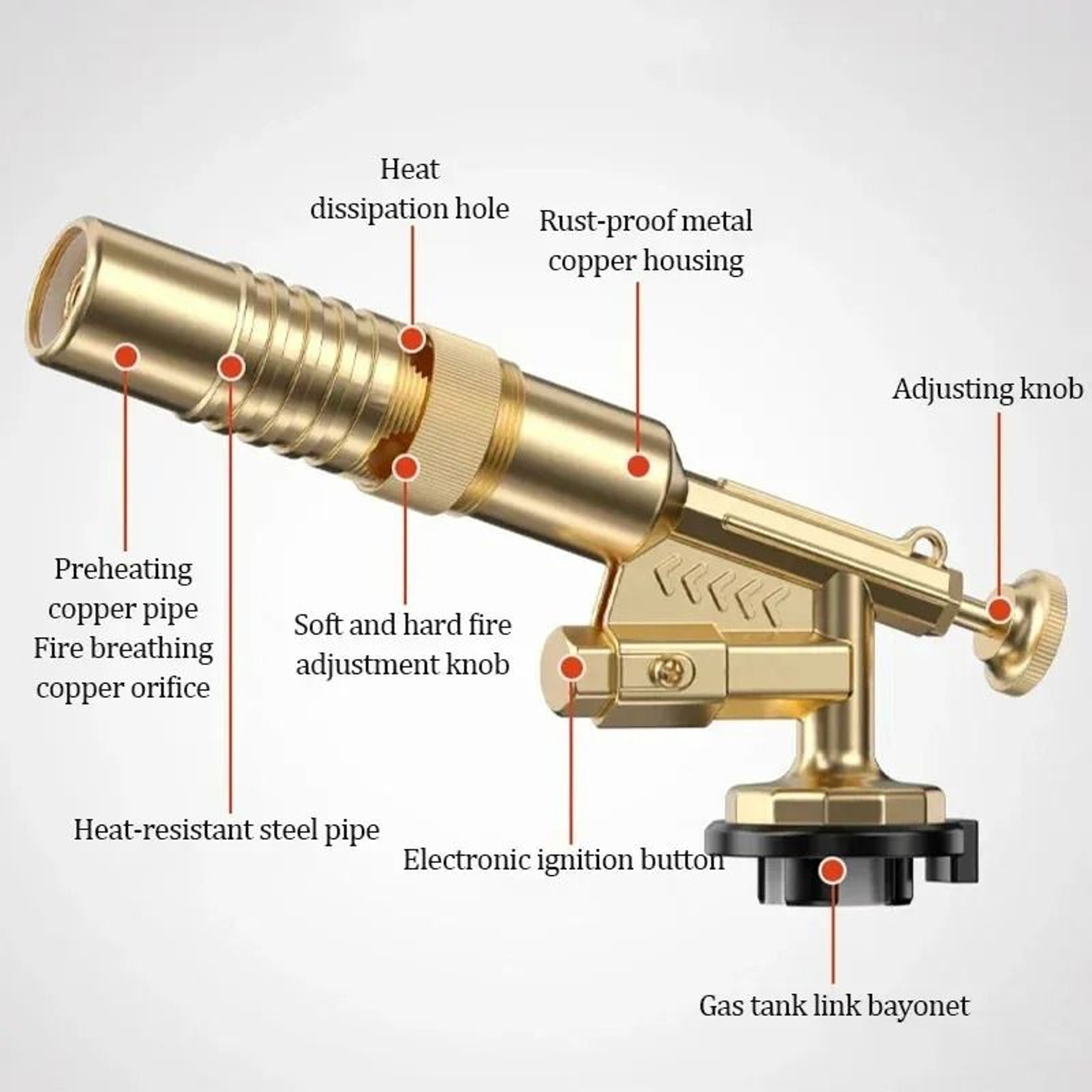 AutoIgnition Gas Torch Flame Gun Blower For Welding Brazing Kitchen Baking  Barbecue 2