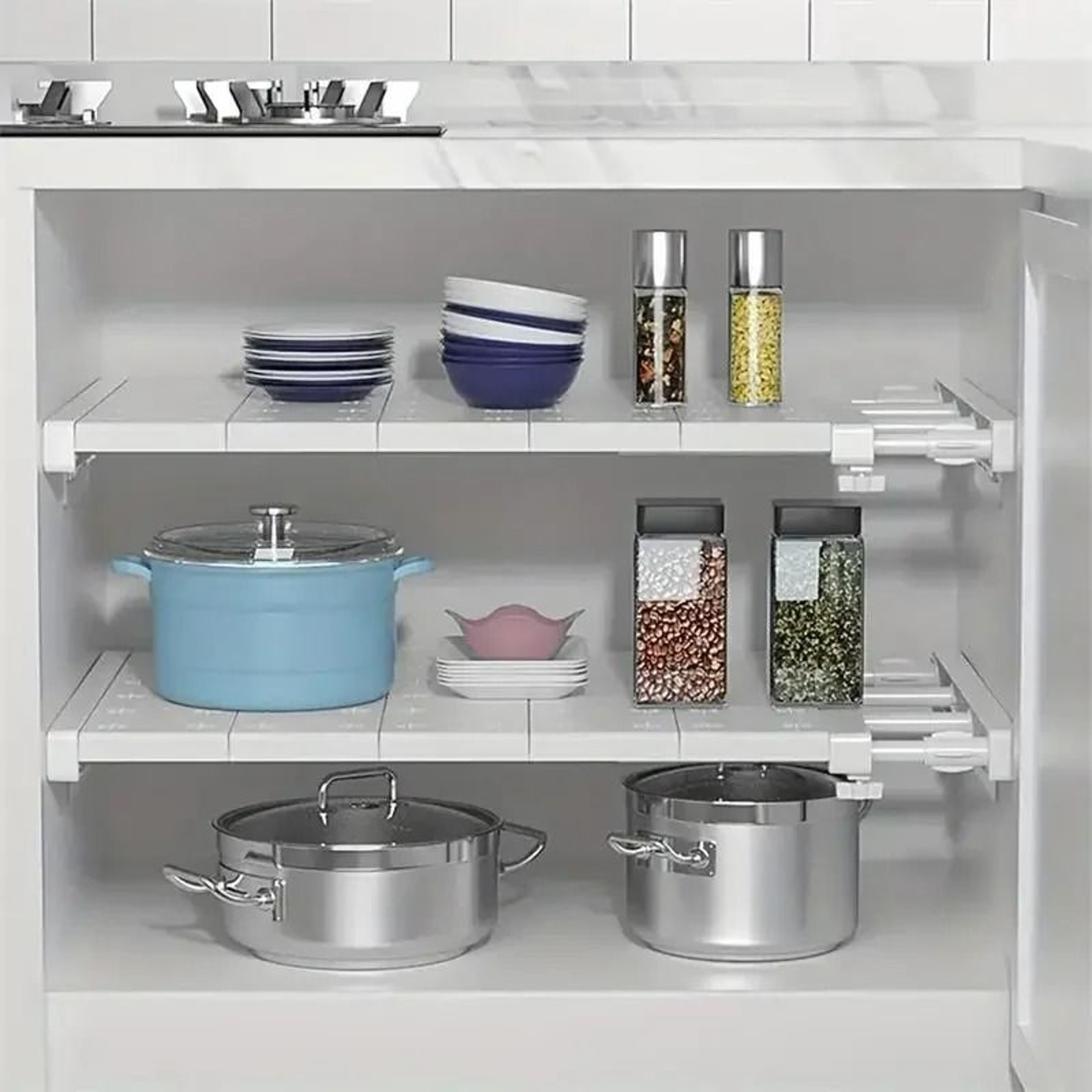 Expandable PunchFree Retractable Layer Shelf Board For Wardrobe Closet Kitchen Cabinet  Bathroom St 3