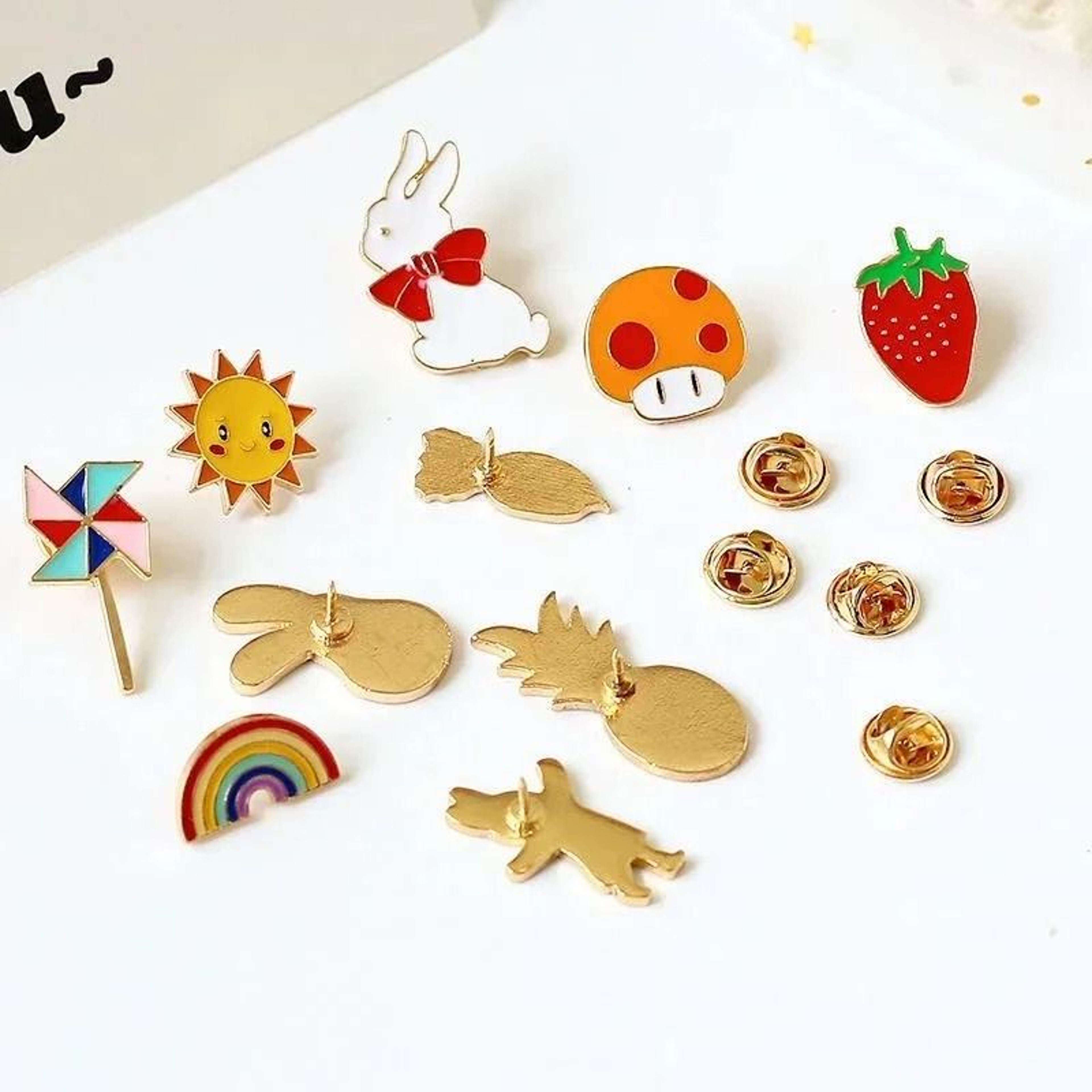 10100Pcs Cute Animal  Plant Enamel Pins Set Random Metal Badges For Backpacks Clothing  Hats 3