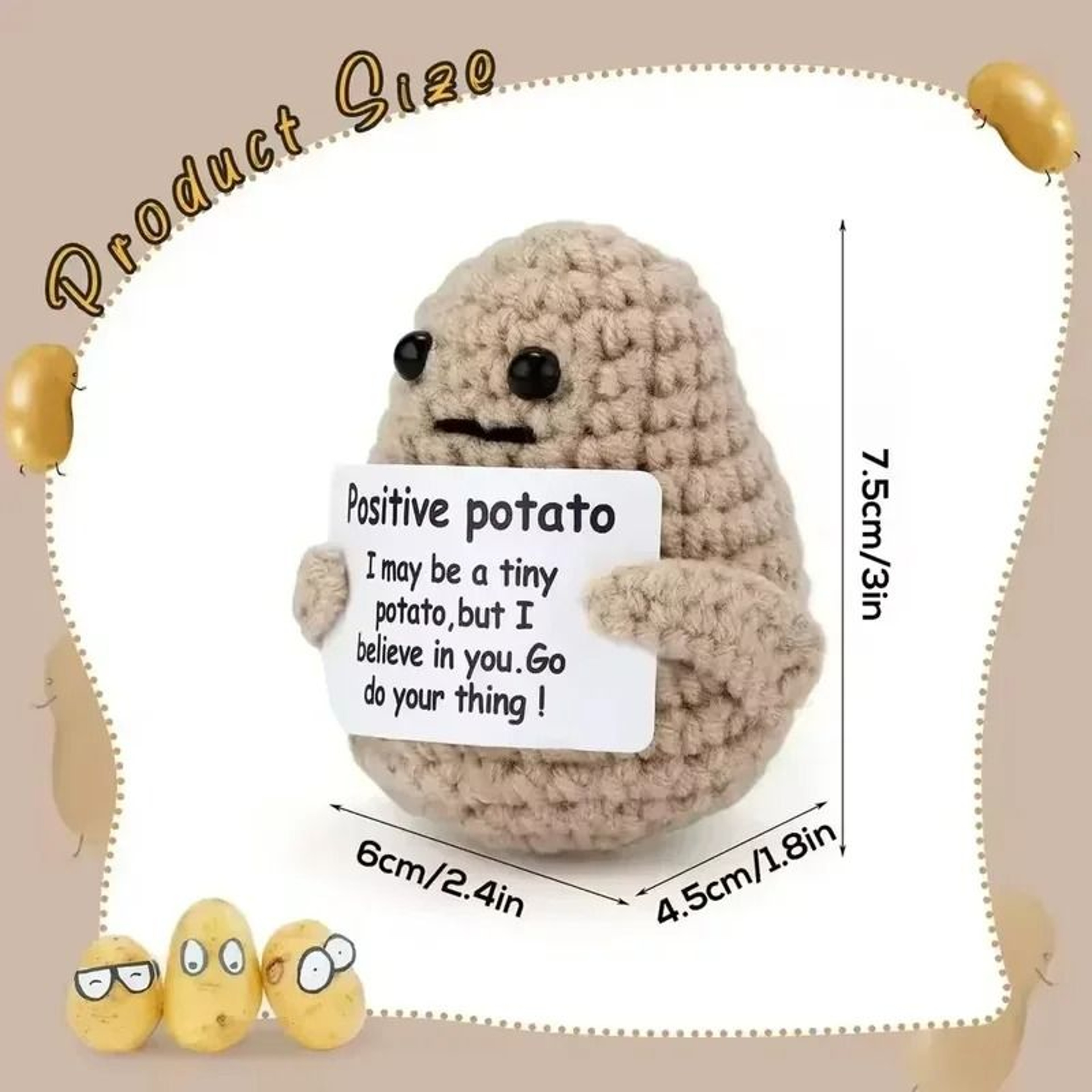 Positive Energy Potato Hug Pocket Mini Handmade Knitted Wool Doll With Encouragement Card  Gift Box 2