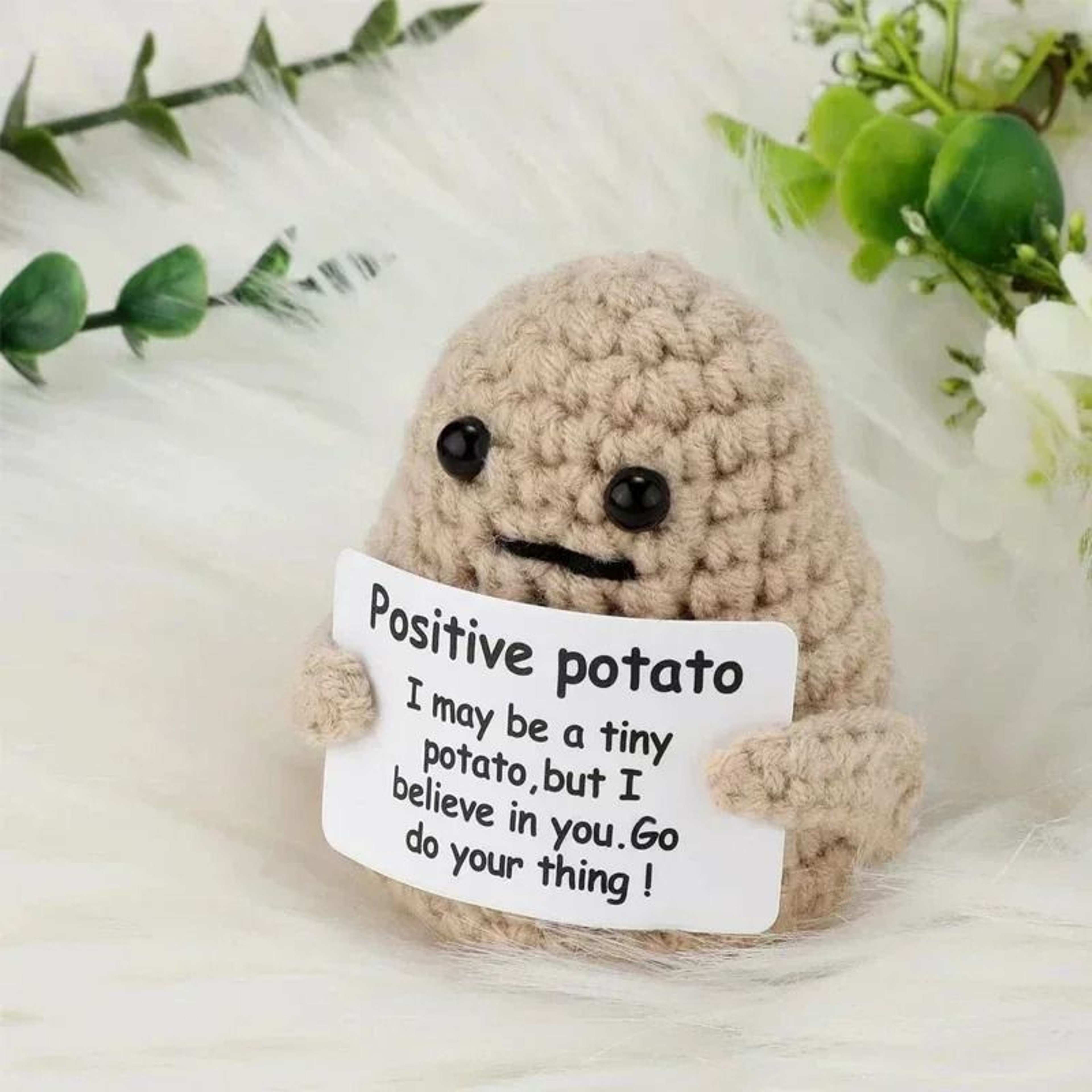 Positive Energy Potato Hug Pocket Mini Handmade Knitted Wool Doll With Encouragement Card  Gift Box 7