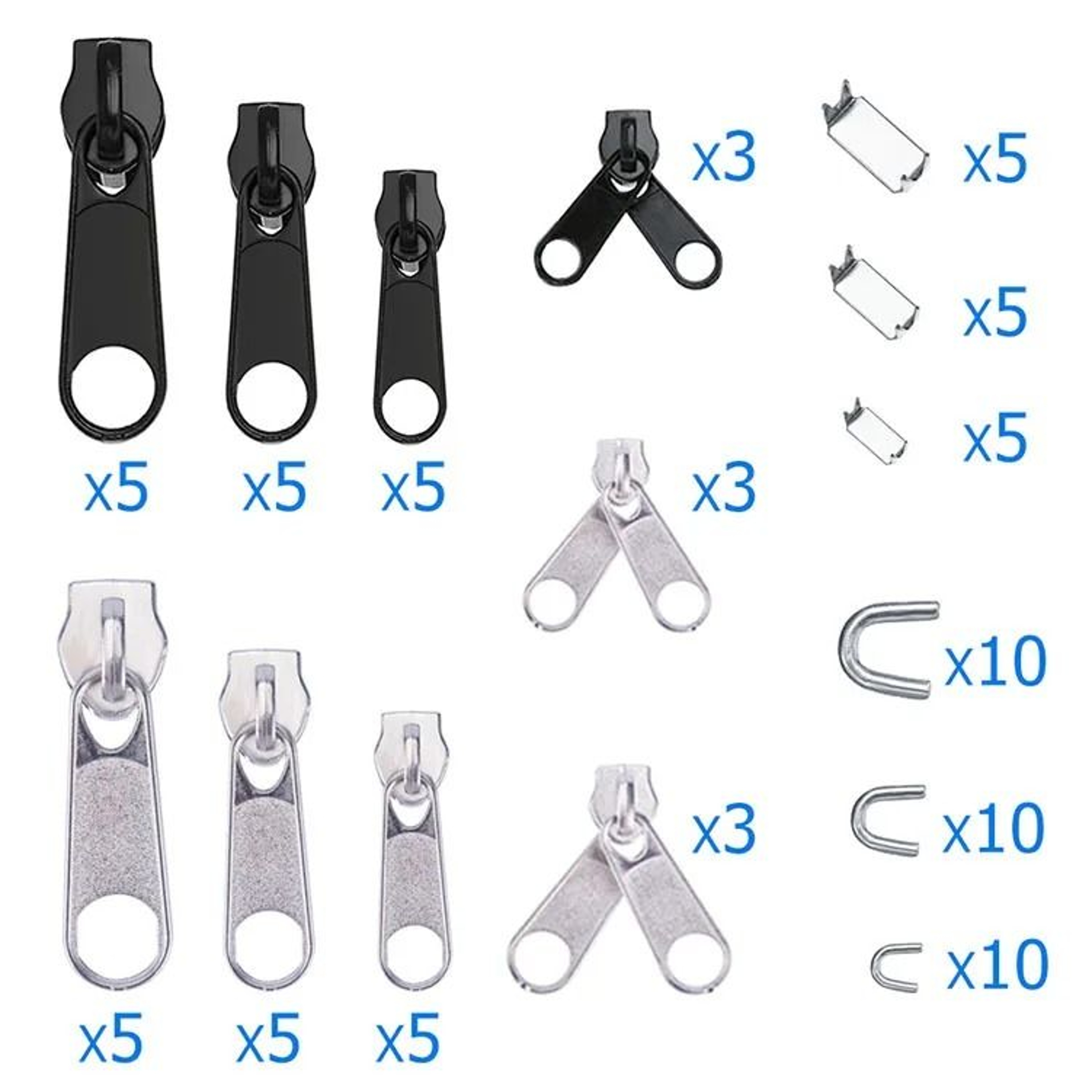 197Piece Zipper Repair Kit With Replacement Pullers Stops  HeavyDuty Install Pliers Tool 10