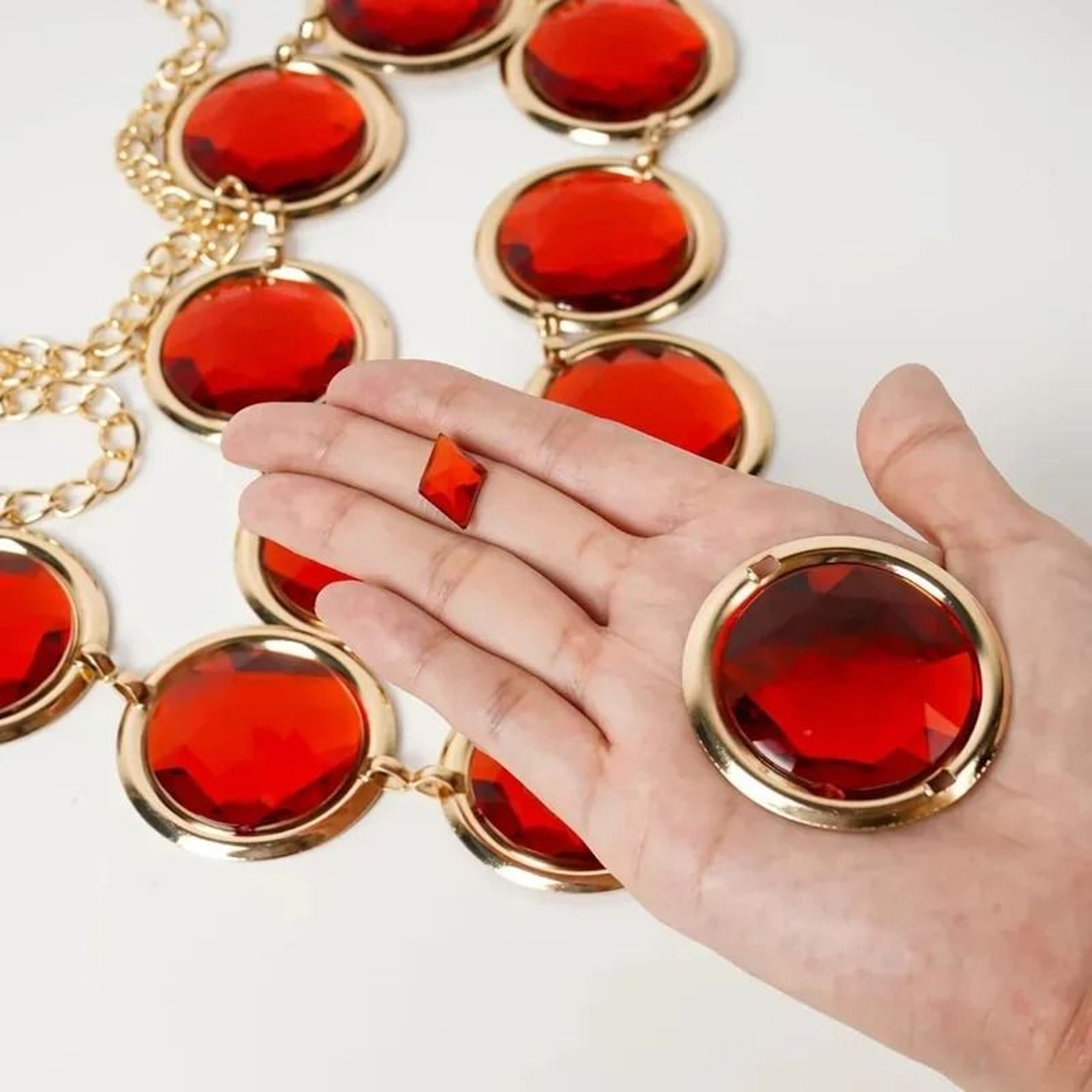 Red Gem Waist Belt Cosplay Stone Chain Western Belt Adjustable Halloween Rhinestone Costume Accesso 2