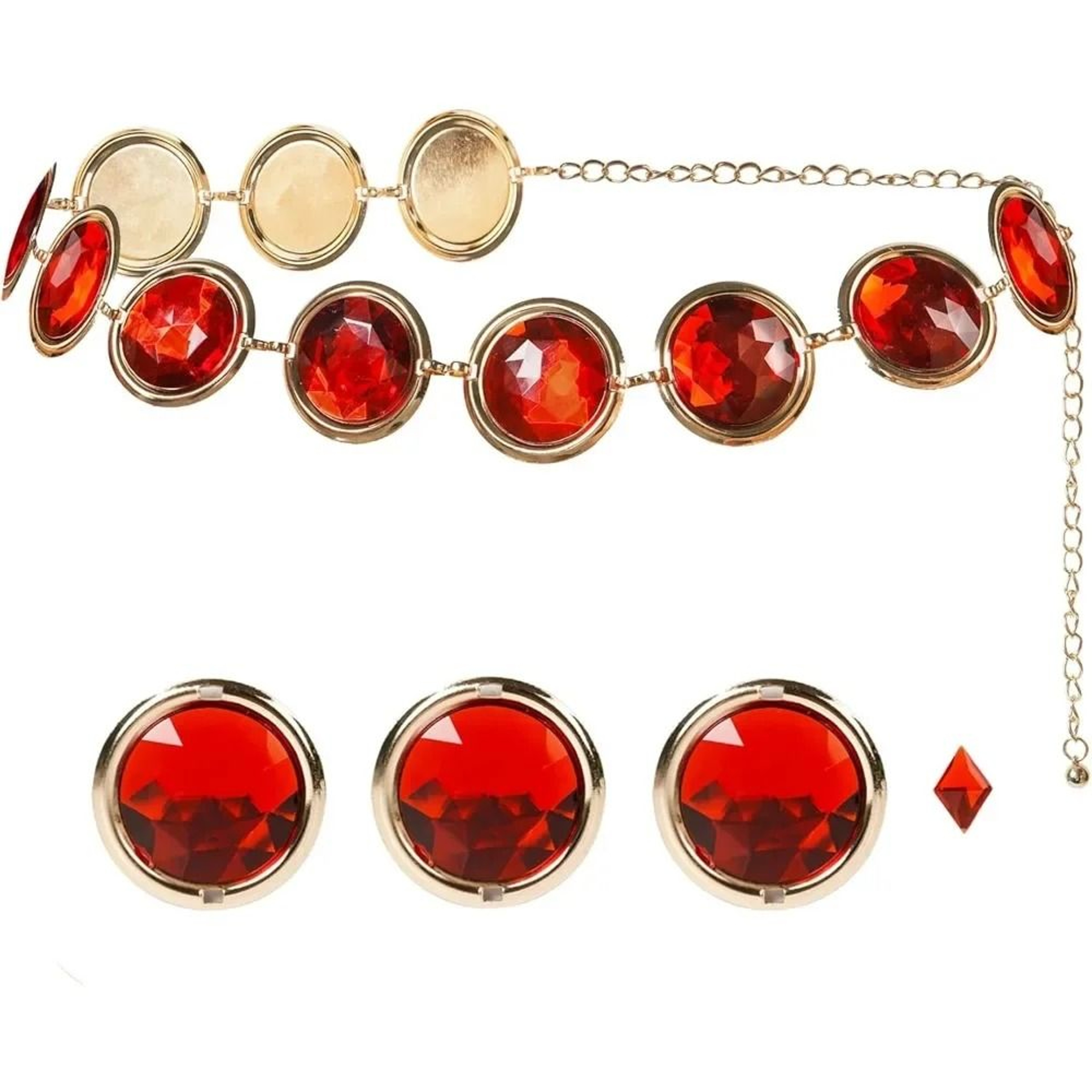 Red Gem Waist Belt Cosplay Stone Chain Western Belt Adjustable Halloween Rhinestone Costume Accesso 6
