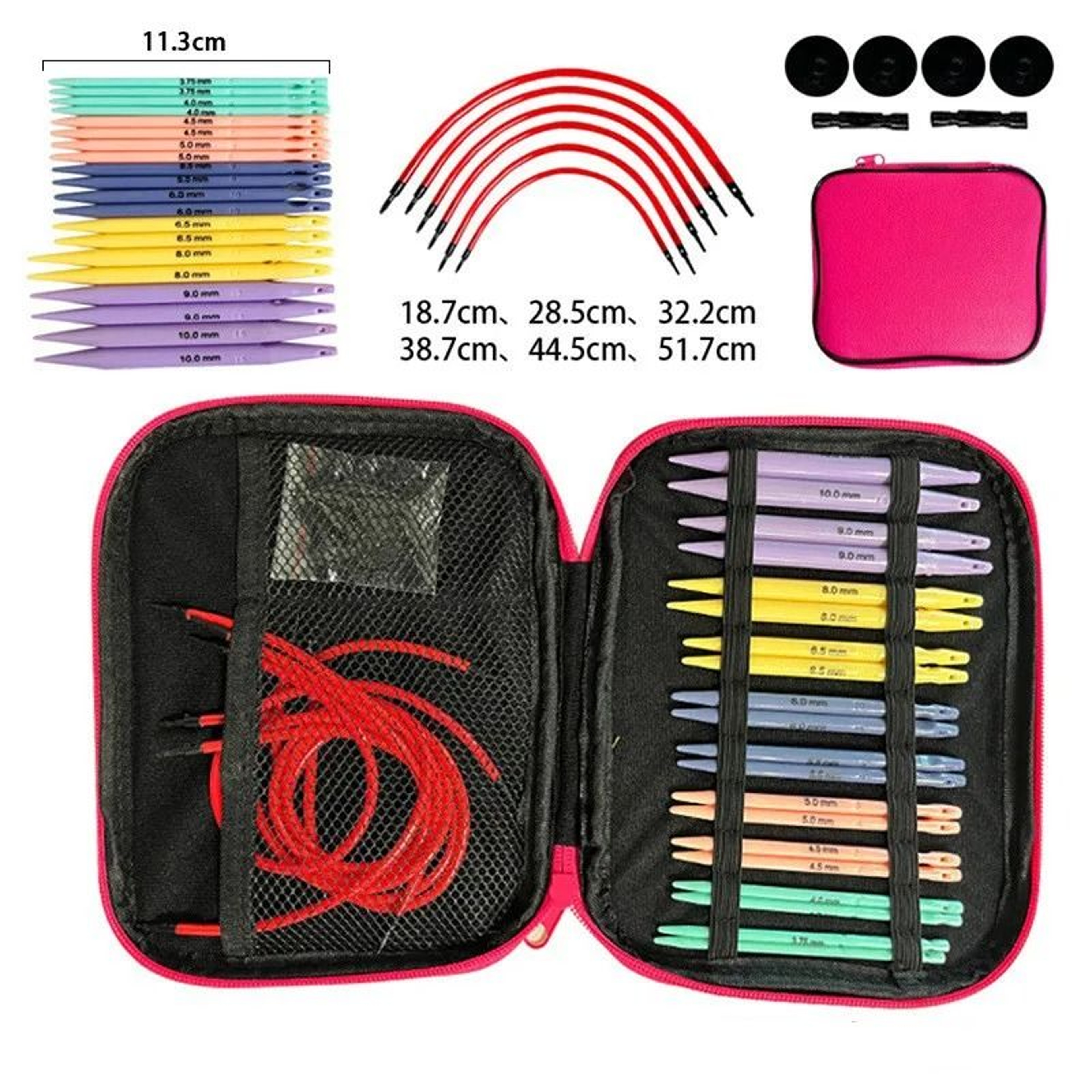 Removable Ebony Wood Knitting Needle Set With Interchangeable Cables  Crochet Hooks For DIY Craftin 6