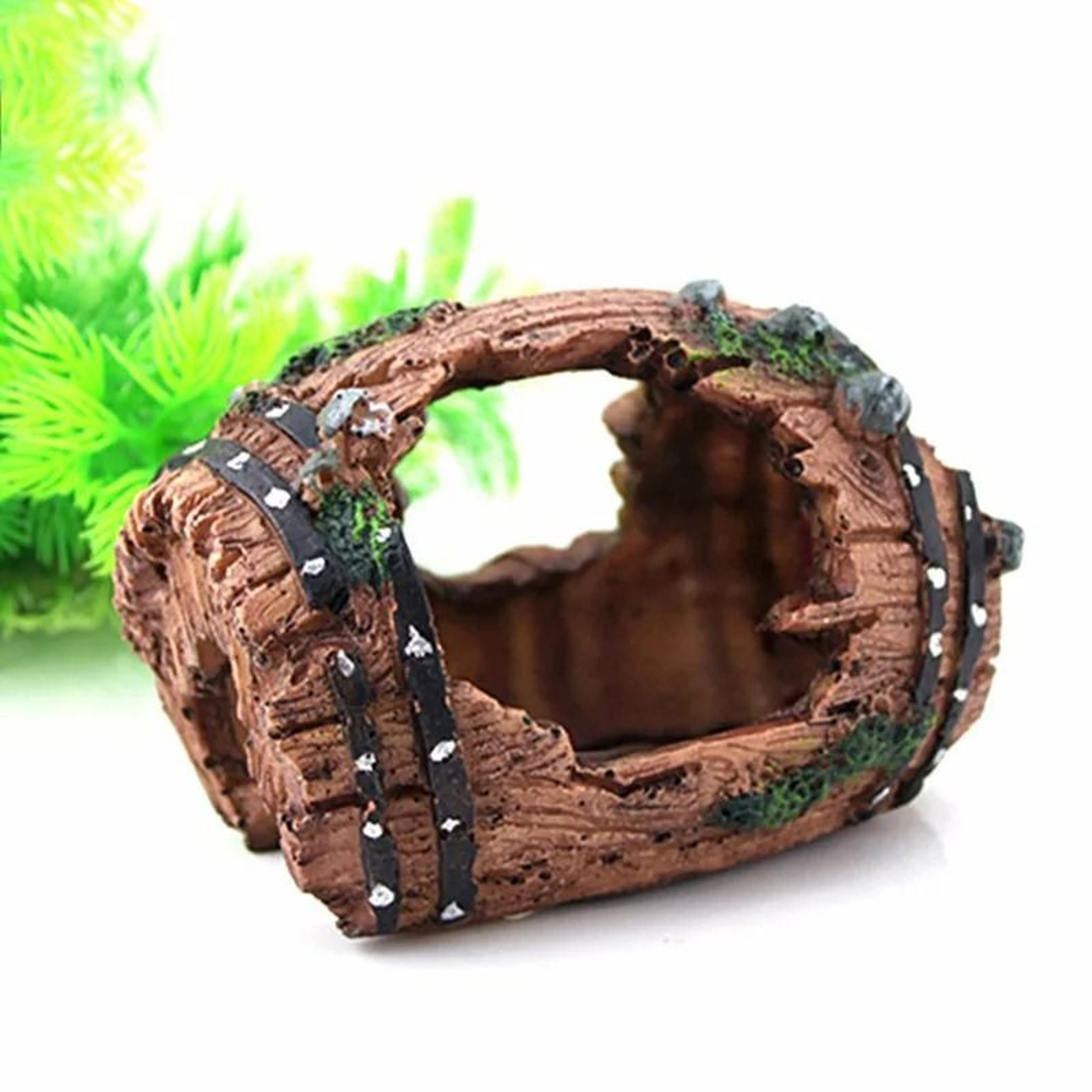 Aquarium Artificial Barrel Cave Resin Ornament Landscaping Background Decoration For Fish Tank 7