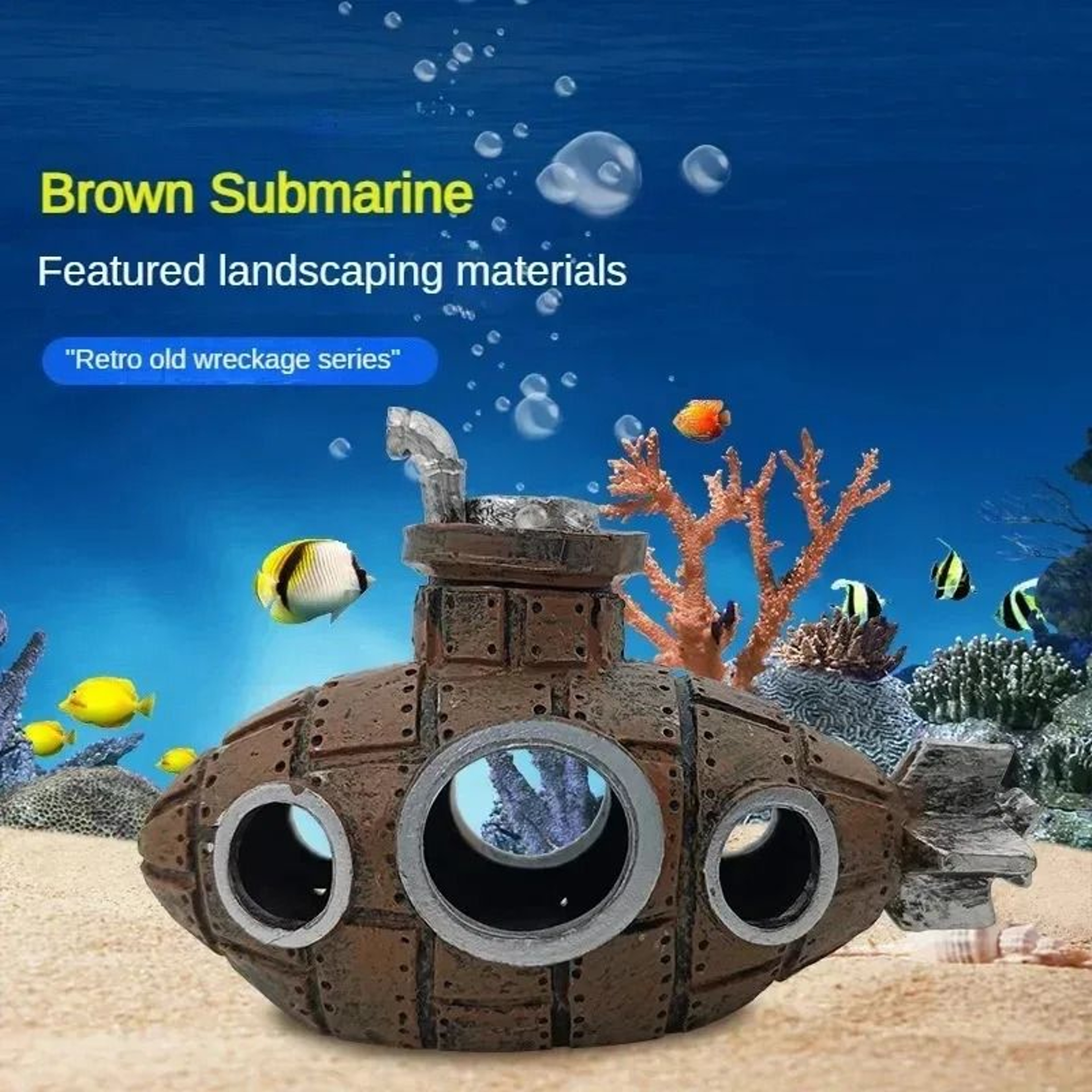 Resin Submarine Aquarium Ornament Fish Tank Decoration  Shrimp Shelter Cave 3