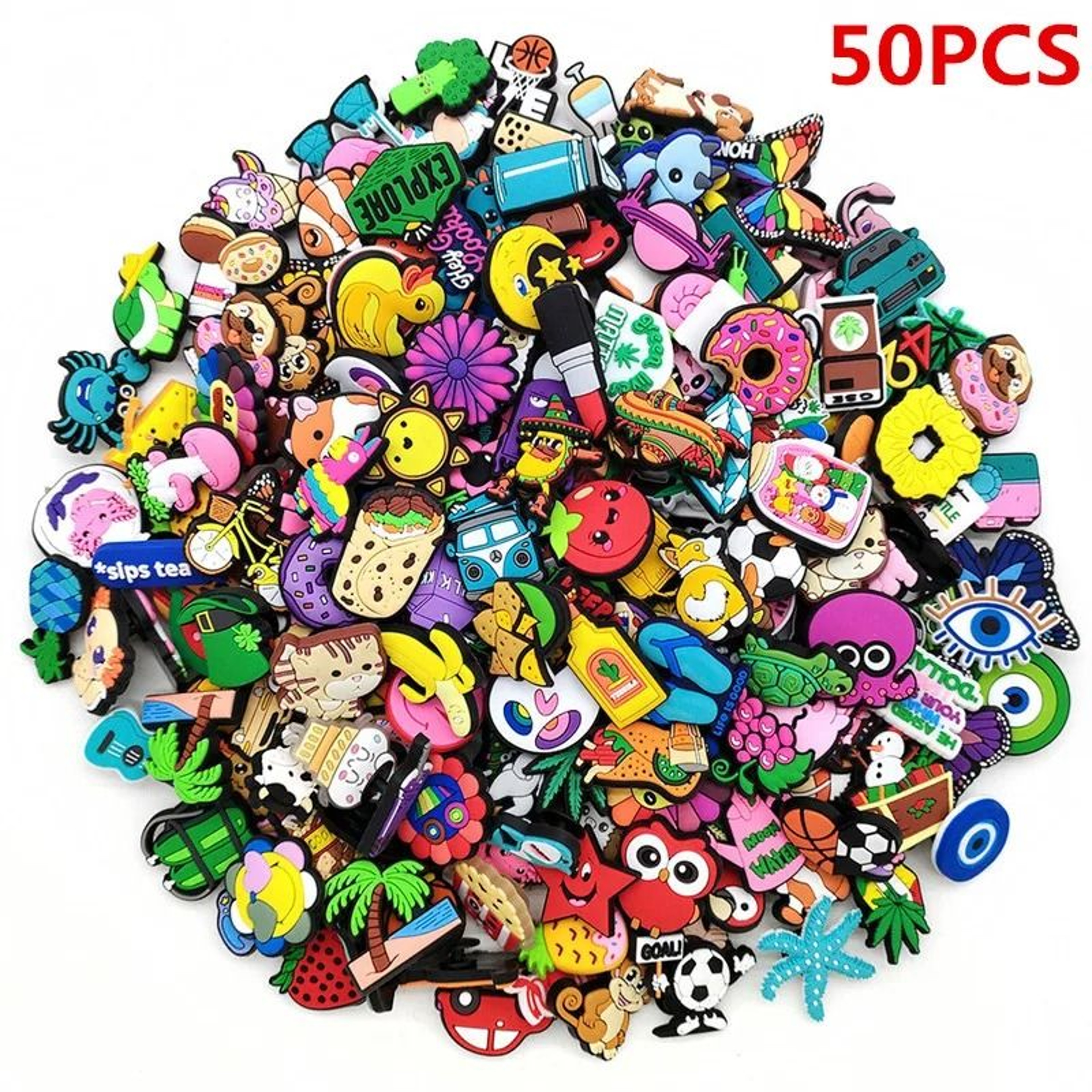 Random Cartoon Shoe Charms Set PVC Decorations For Clogs Bubble Slides  Sandals 6