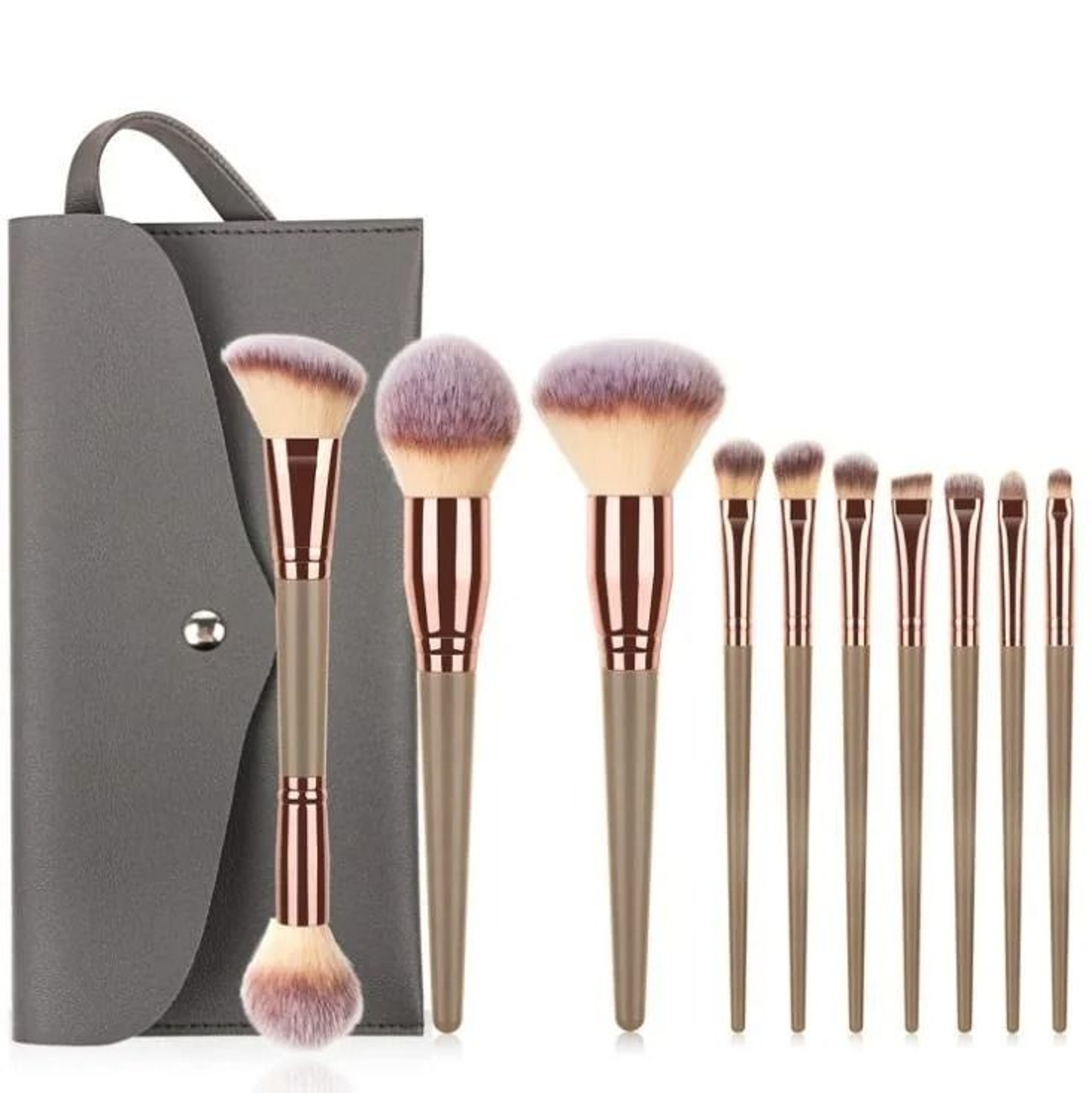 Hot Champagne Makeup Brushes Set Premium Foundation Powder Blush Eyeshadow Kabuki Beauty Tool Kit 10