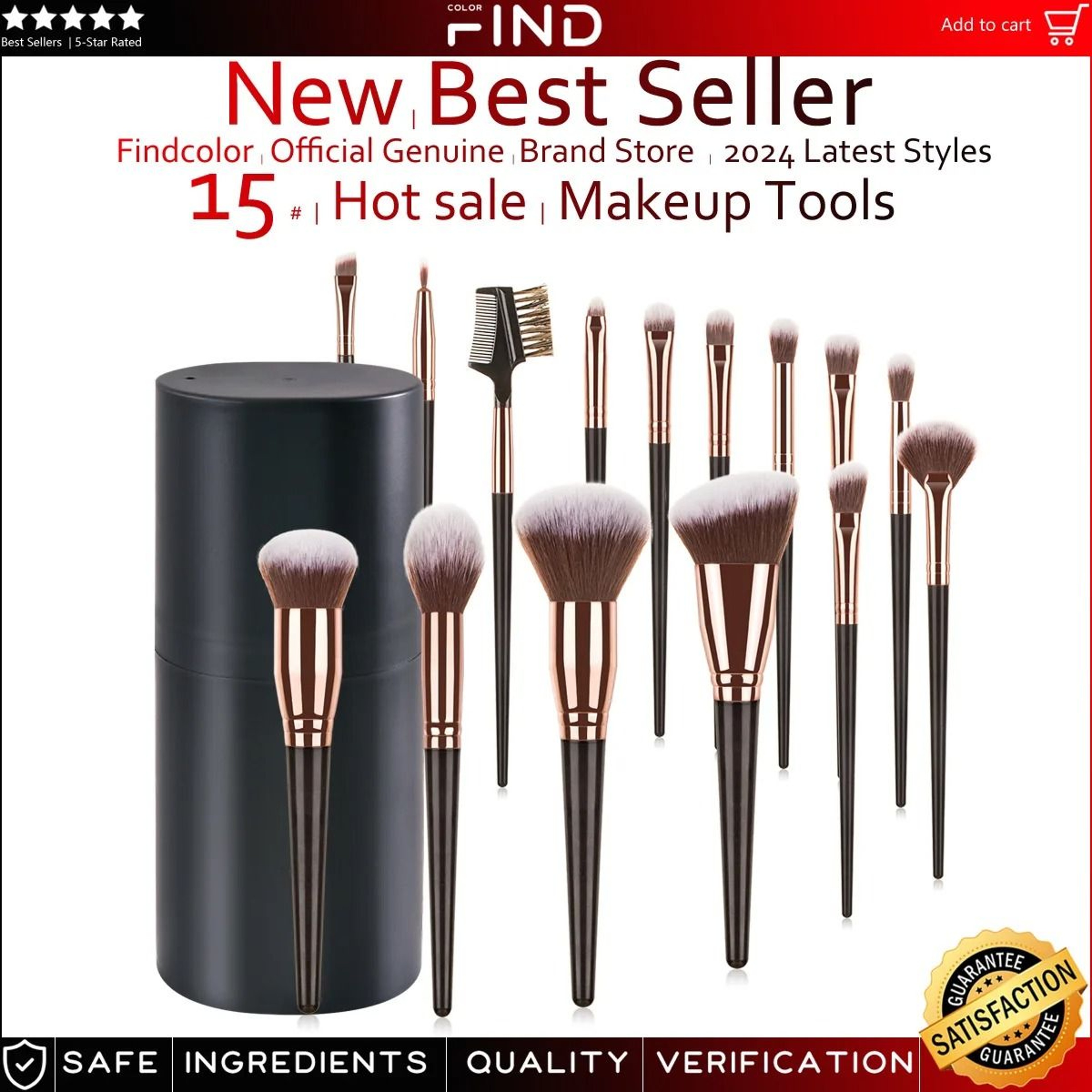 Hot Champagne Makeup Brushes Set Premium Foundation Powder Blush Eyeshadow Kabuki Beauty Tool Kit 13