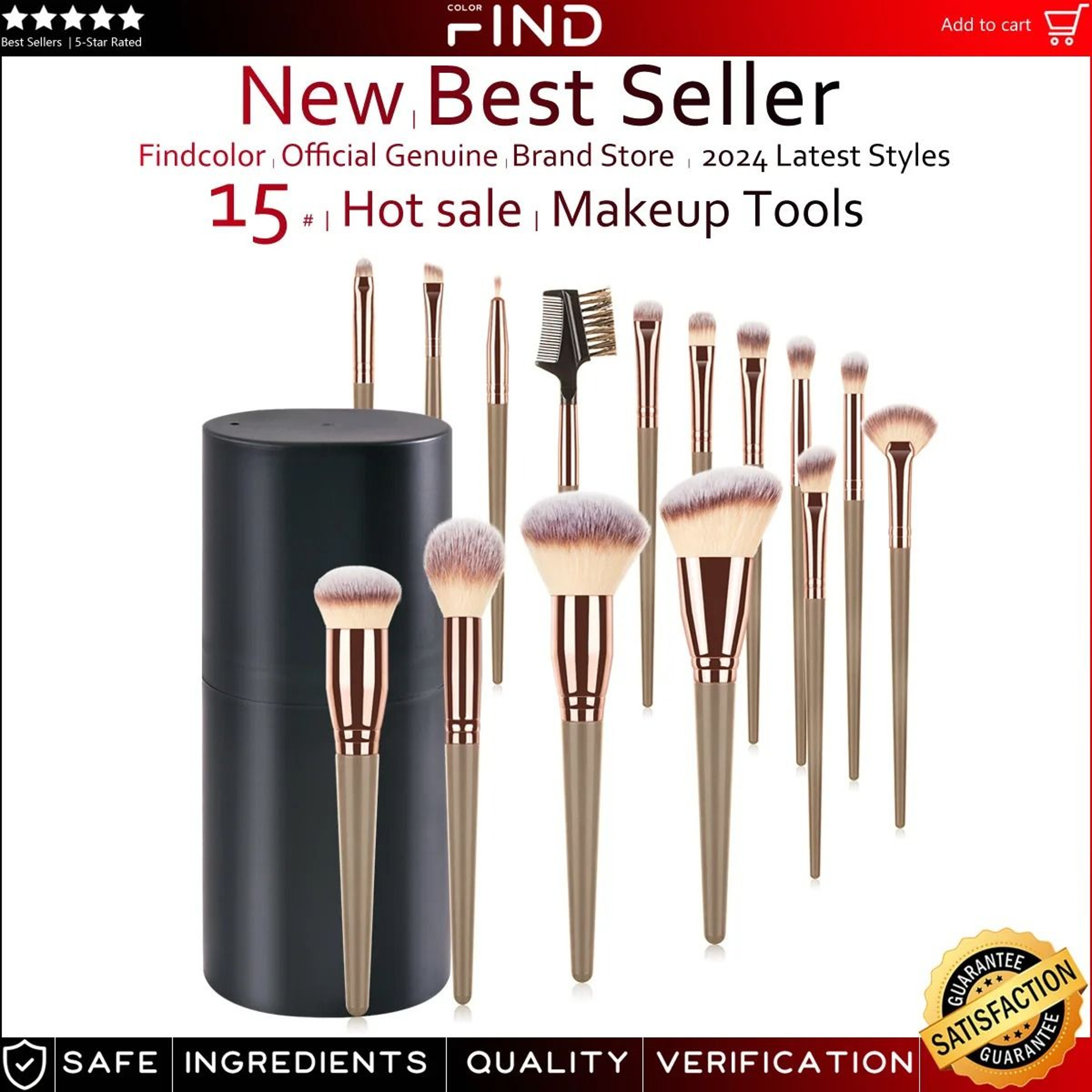 Hot Champagne Makeup Brushes Set Premium Foundation Powder Blush Eyeshadow Kabuki Beauty Tool Kit 9