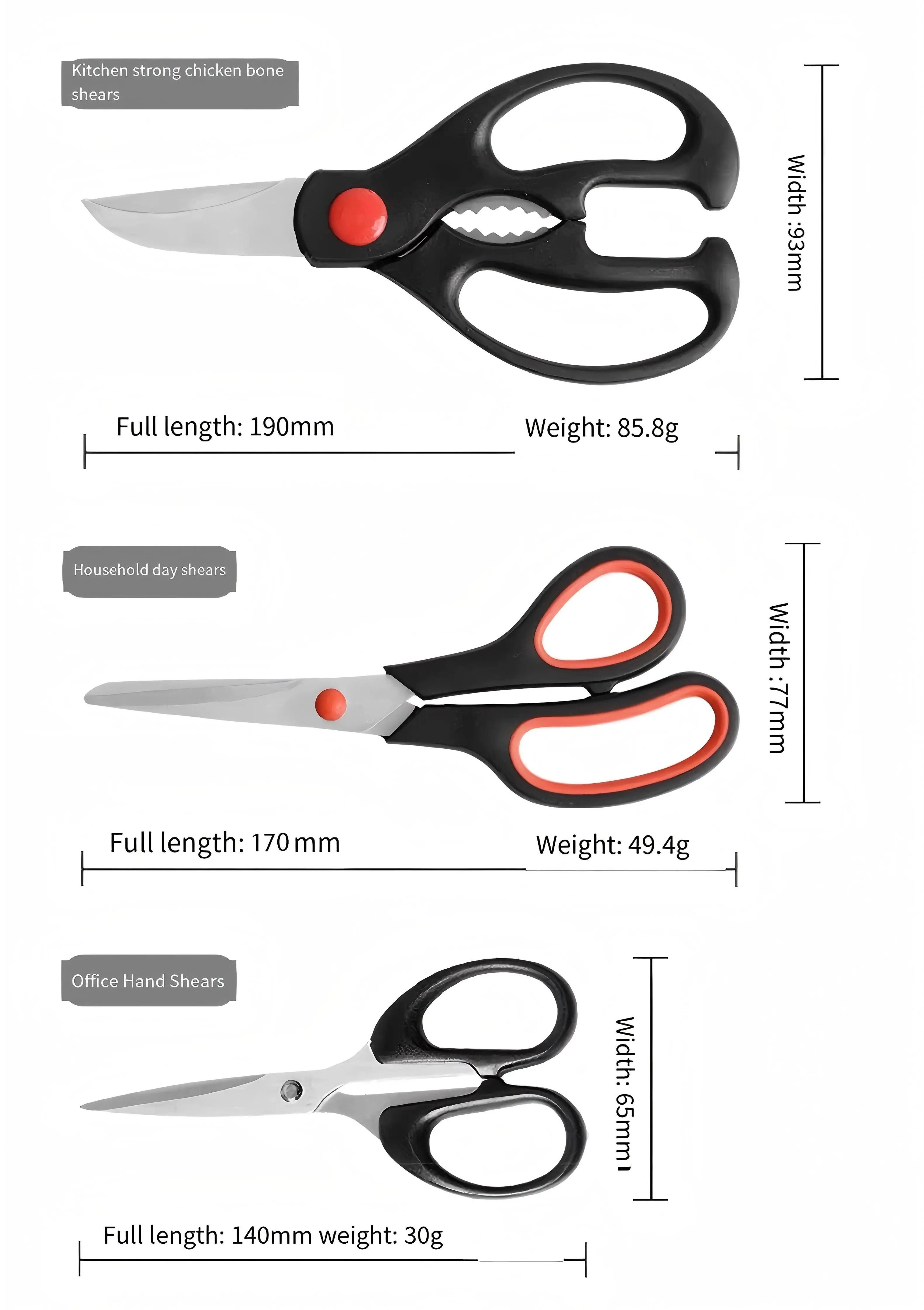 3Piece MultiFunctional Stainless Steel Kitchen Scissors  Chicken Bone Shears Set 5