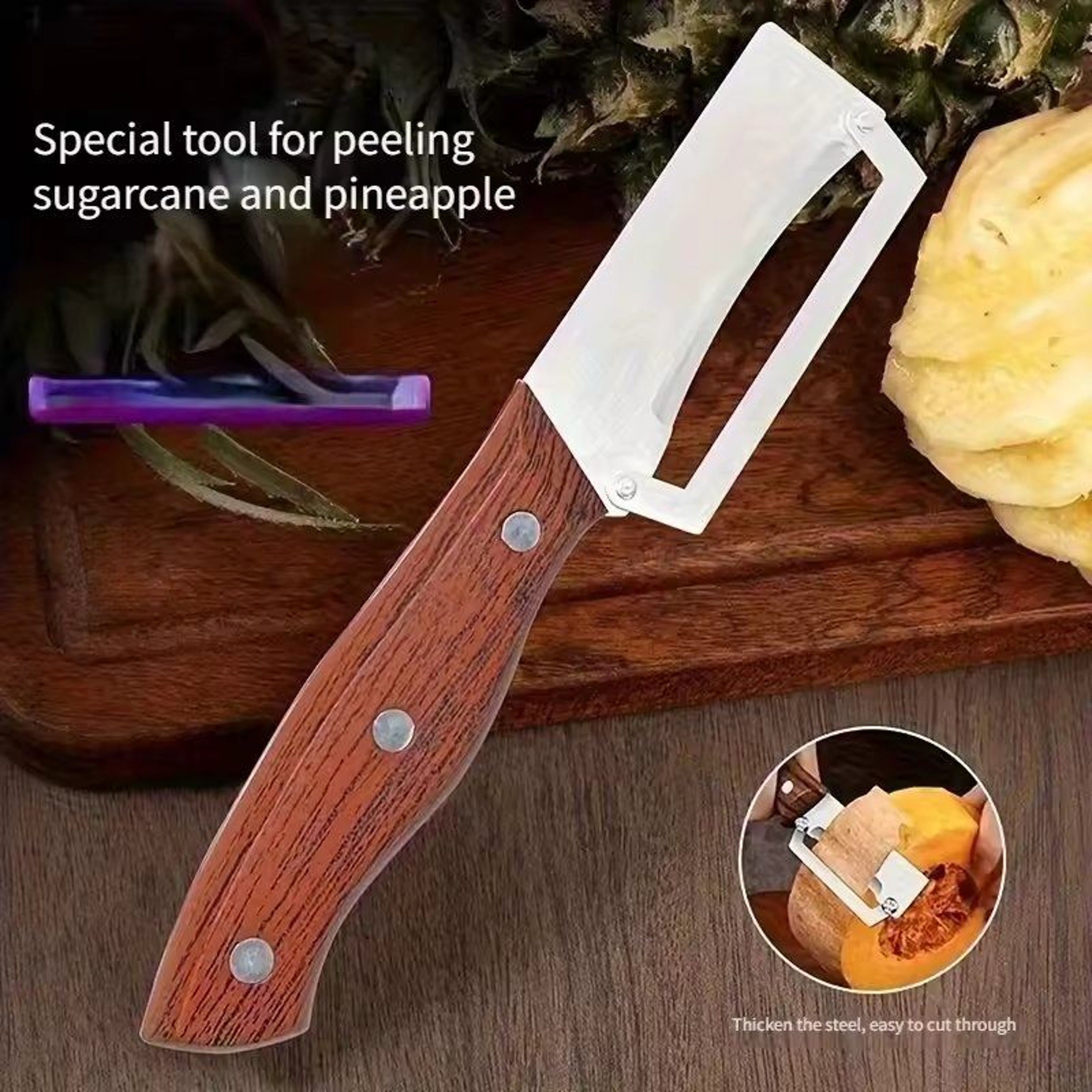 Wooden Handle Paring Knife HighAppearance Fruit Planer  Sugarcane Scraping Tool 3