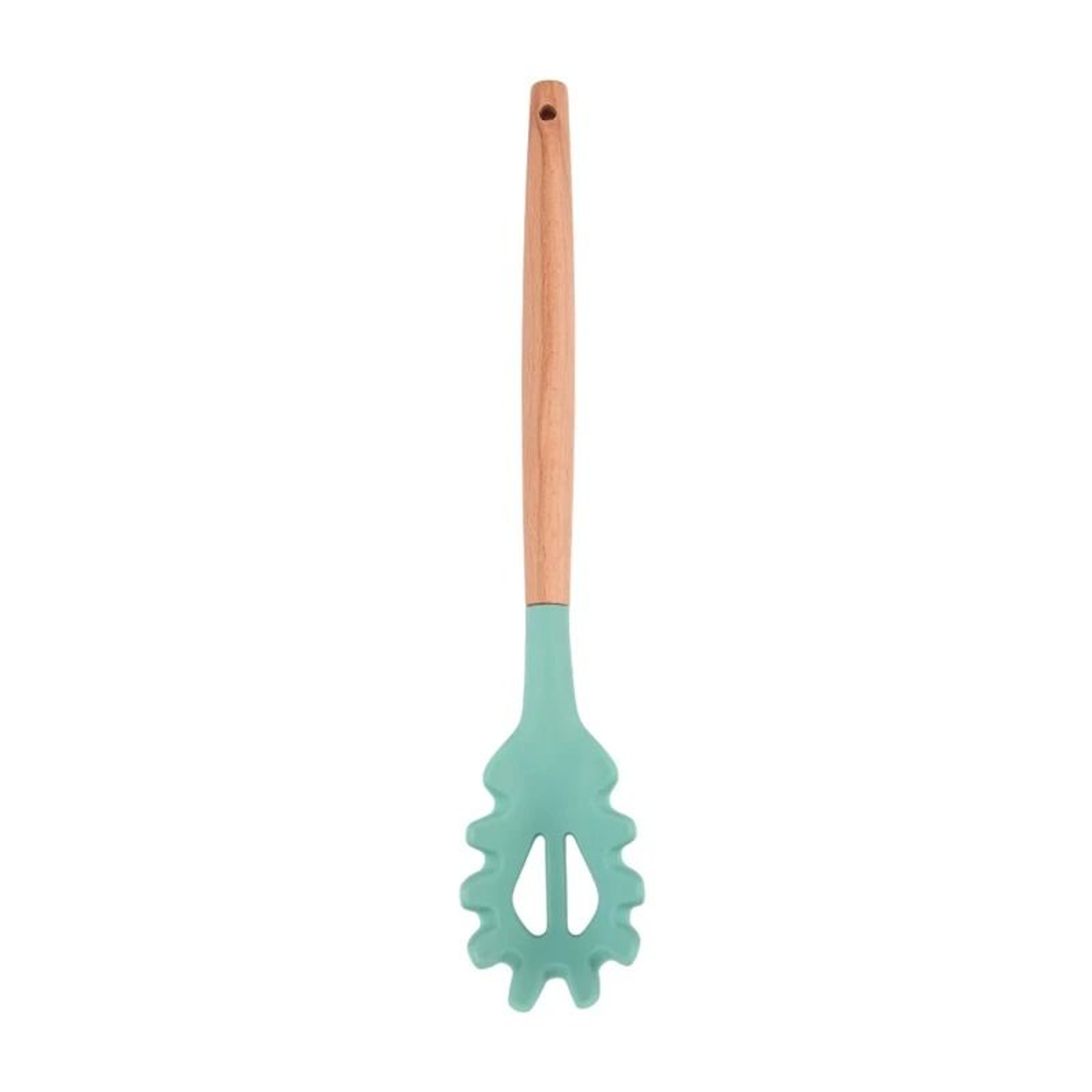 HeatResistant Silicone Noodle Scoop  Spaghetti Serving Fork With Strainer Slots 8