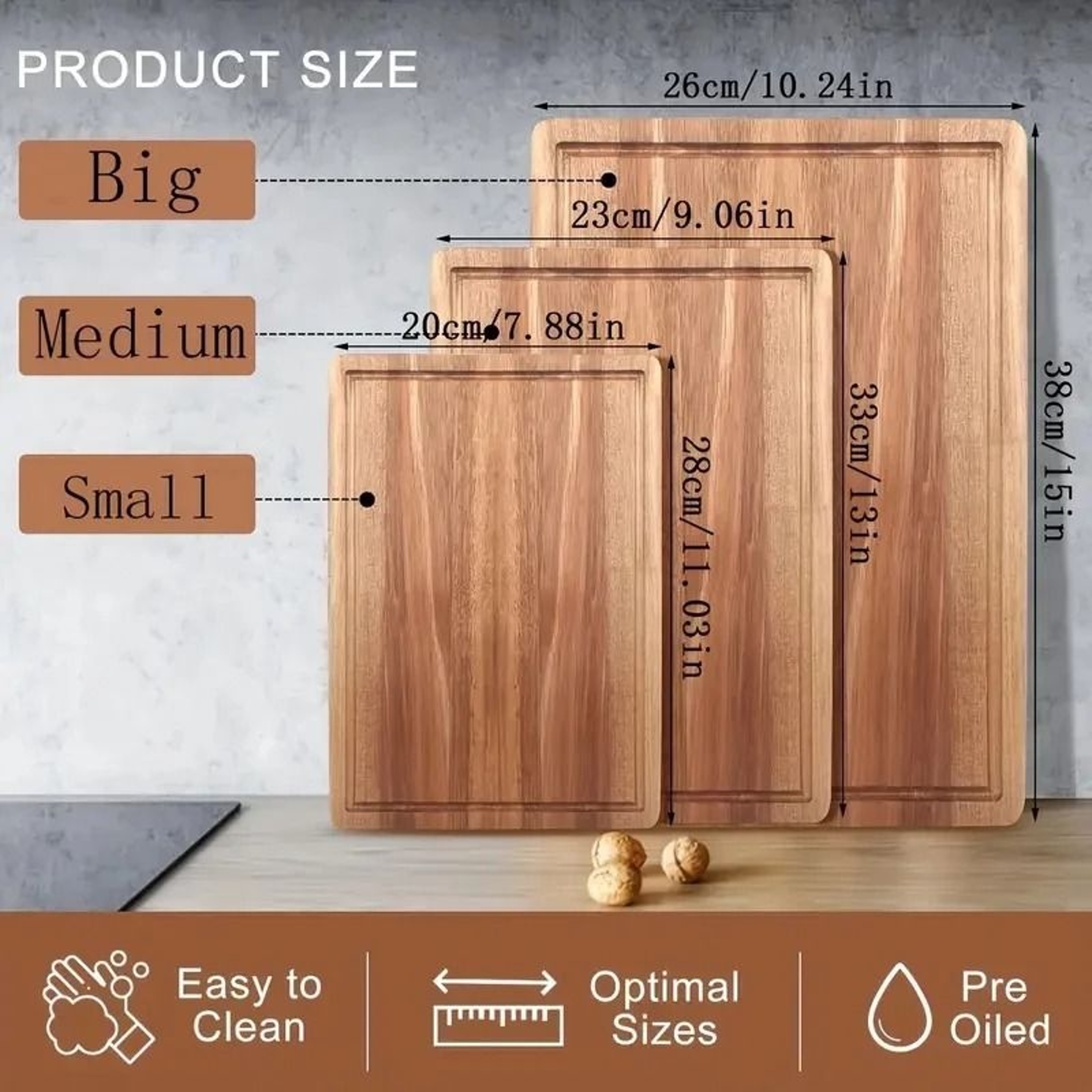 Solid Beech  Walnut Wooden Cutting Board  HeavyDuty Butcher Block 2