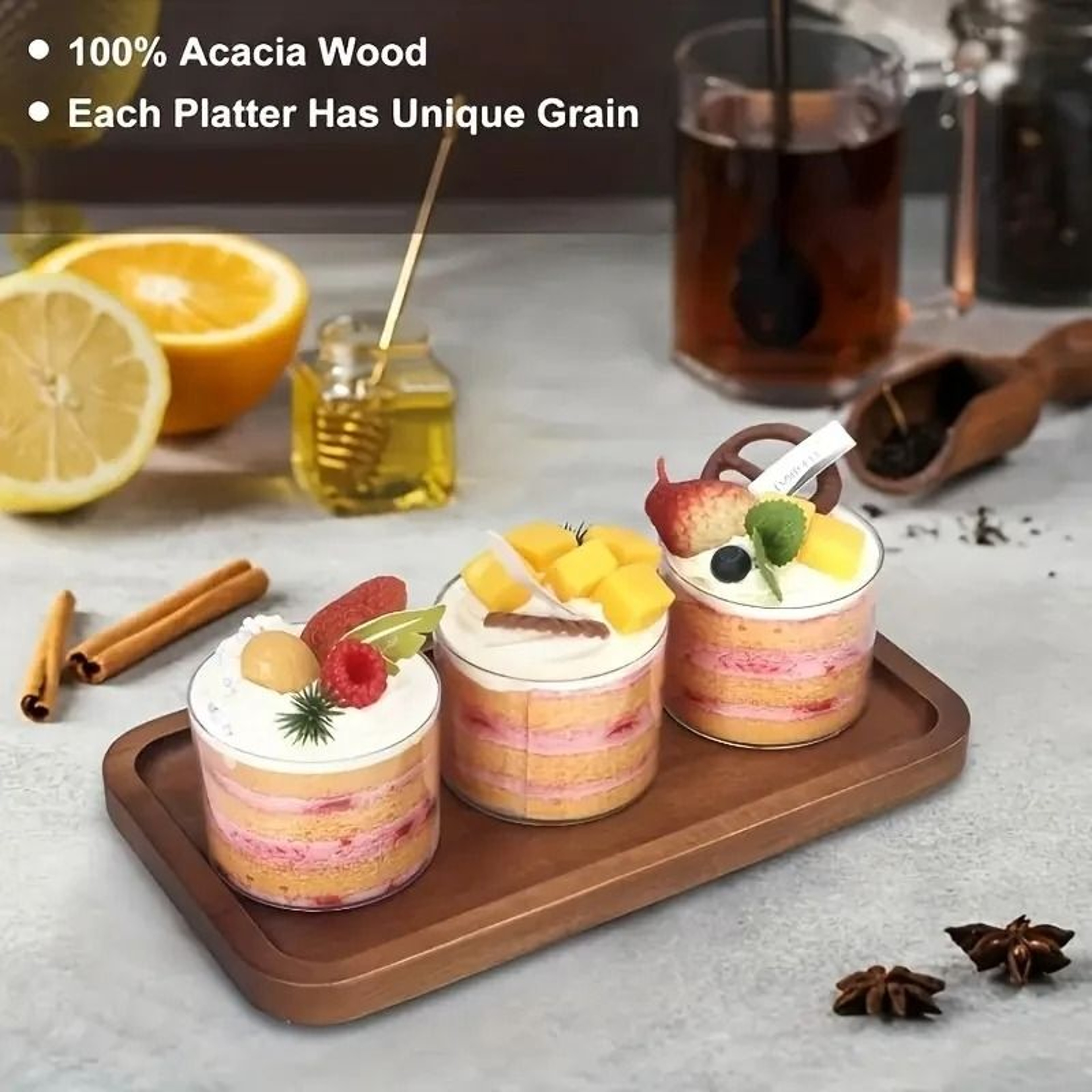 Solid Wood Fruit Plate  MultiSize Wooden Snack Serving Tray 4
