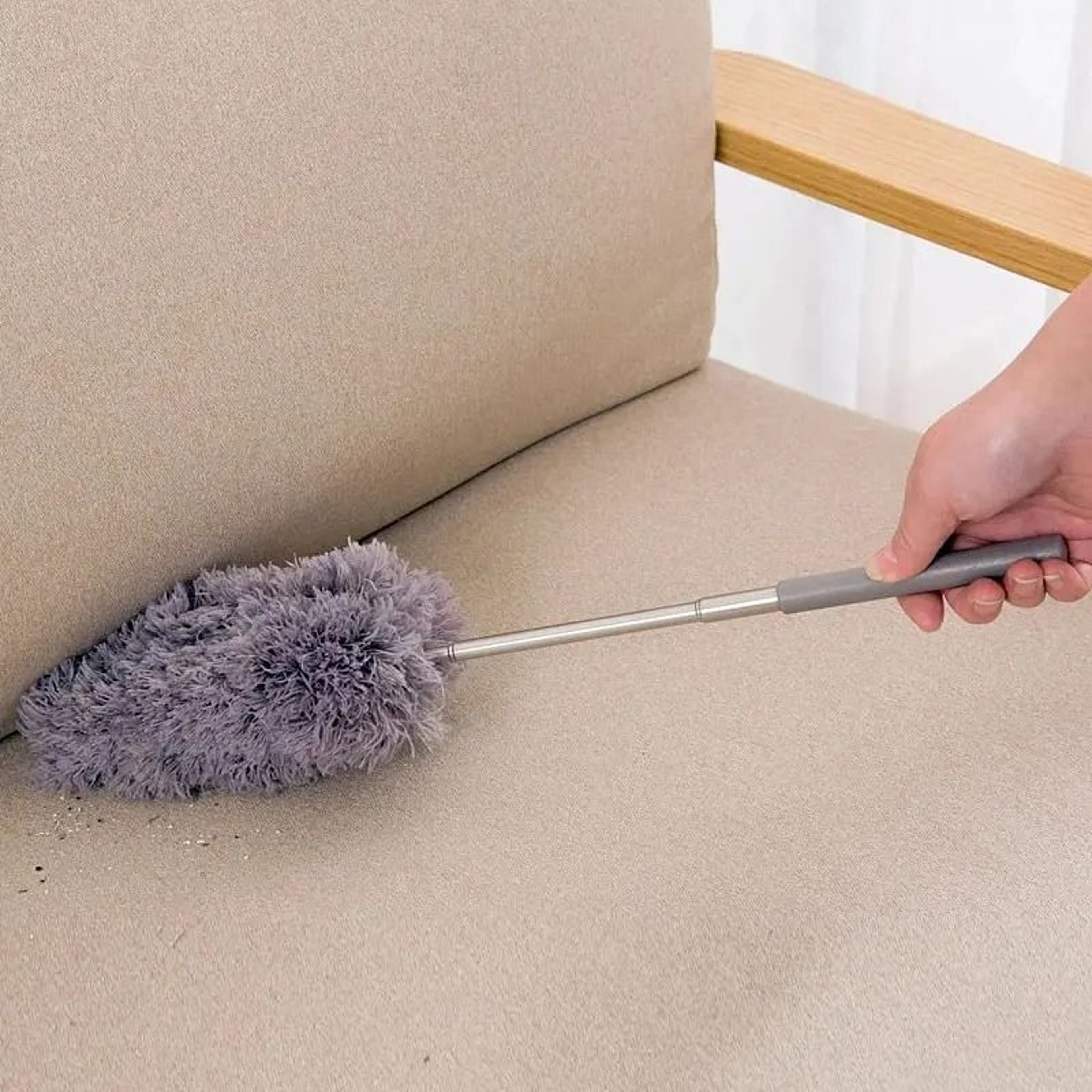 Extendable Microfiber Duster With Stainless Steel Telescoping Long Handle 1